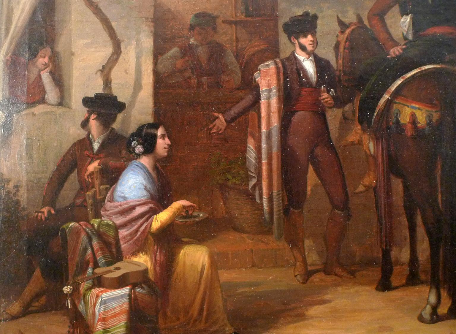 « Outside The Tavern »,  Huile sur toile du XIXe siècle de Joaquín Domínguez Bécquer en vente 4