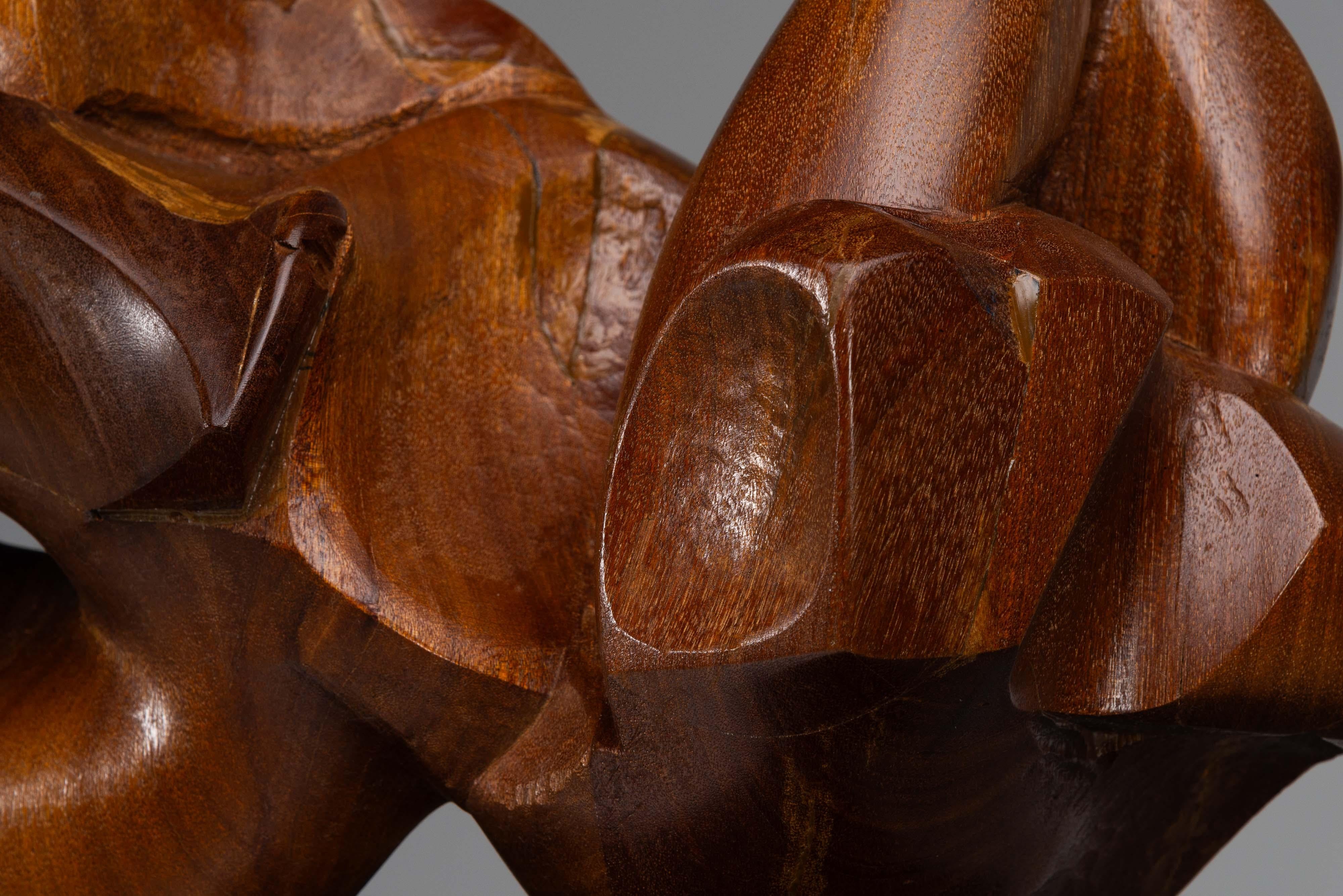 Teak Joaquin Garcia Donaire abstract modern sculpture Spain 1960 For Sale