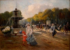 "Place de la Concorde", 19th Century Oil on Canvas by Artist Joaquín Pallarés