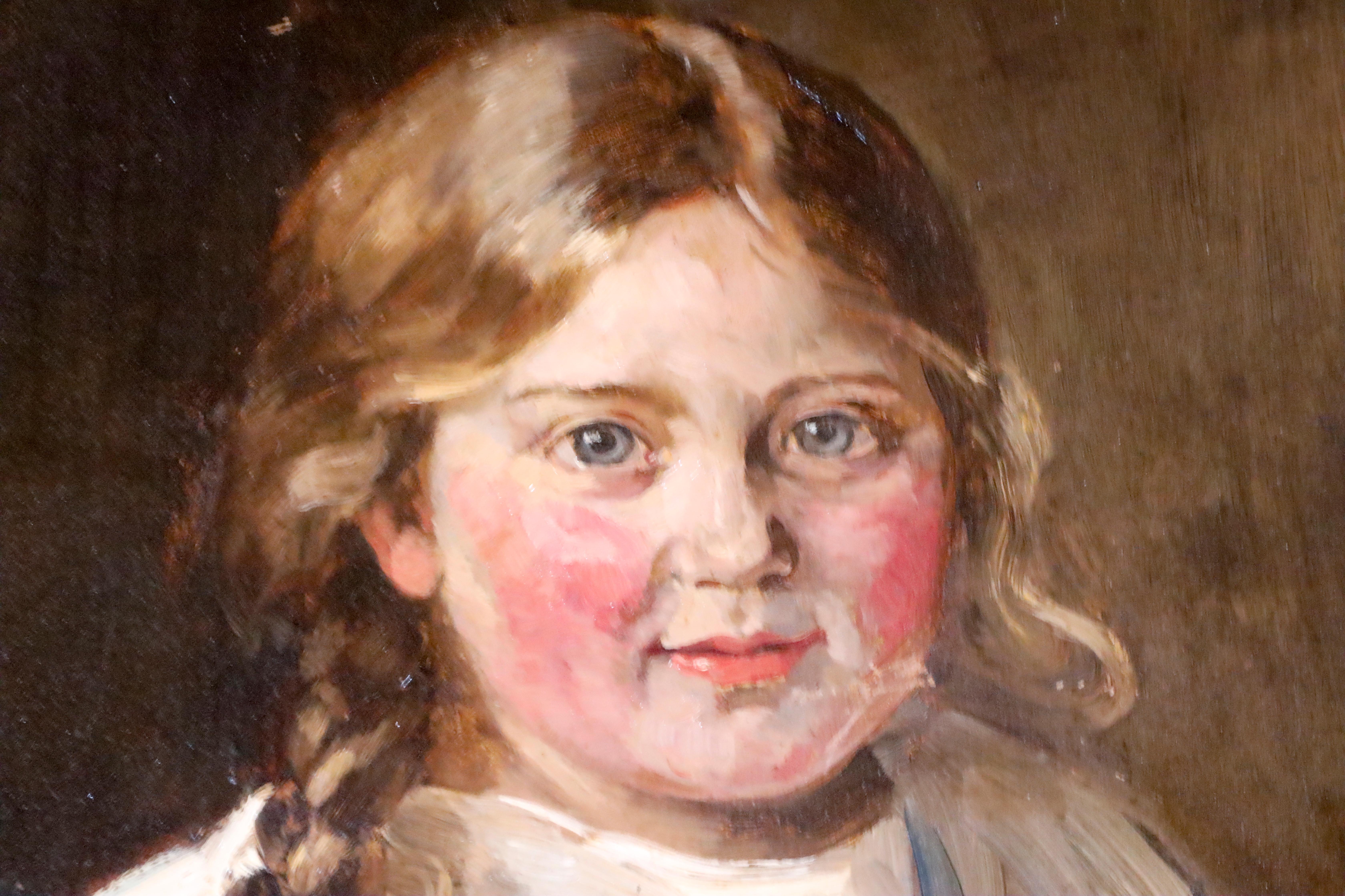 Ein Porträt eines kleinen Mädchens in einem weißen Kleid  In der Art von Sorolla (Weiß), Portrait Painting, von Unknown