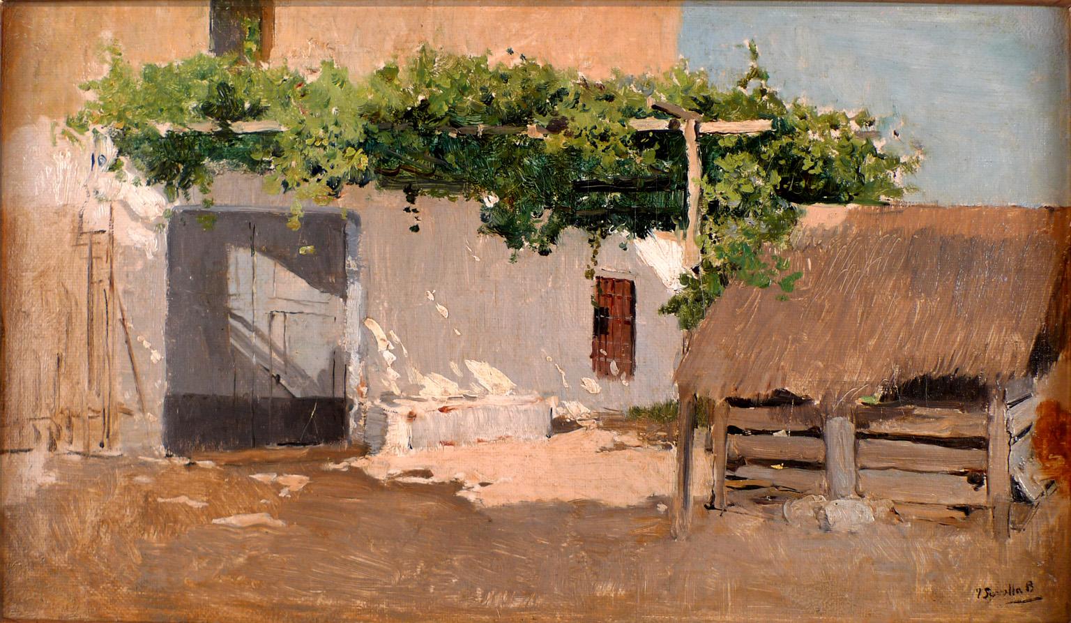 Joaquín Sorolla y Bastida Landscape Painting - "Casa en la huerta. Valencia", by 19th Century oil on canvas by Joaquín Sorolla 