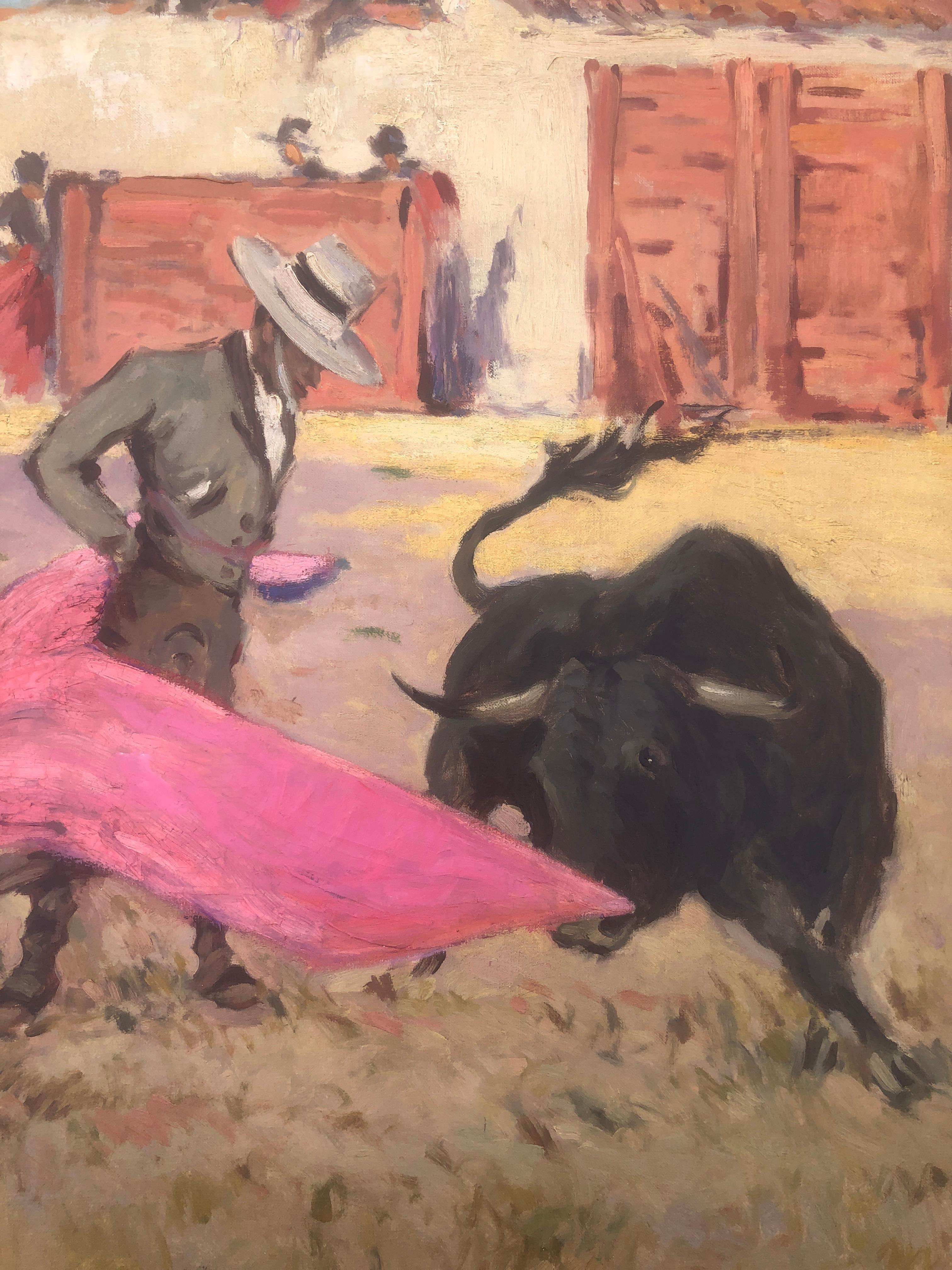 Joaquin Terruella bullfighting scene oil on canvas painting 1