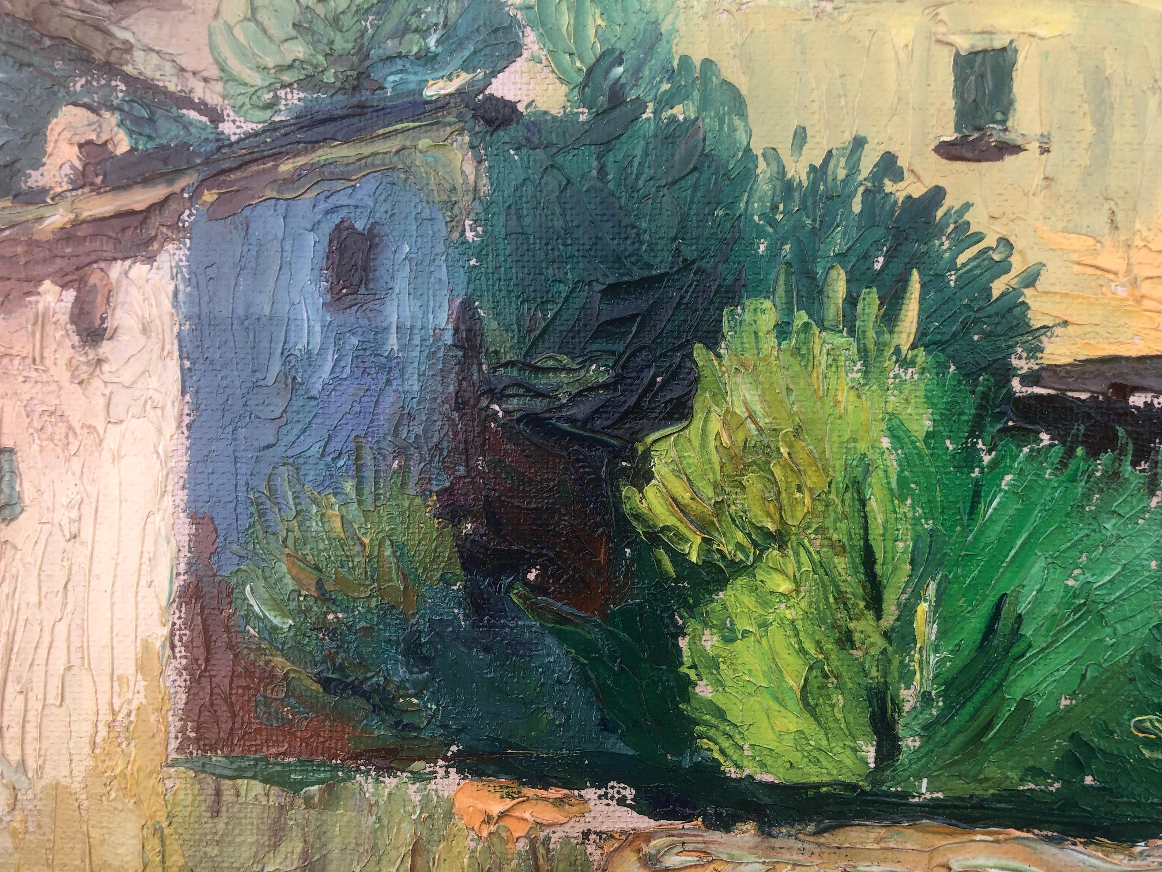 Landscape oil on cardboard painting impressionism spanish For Sale 1