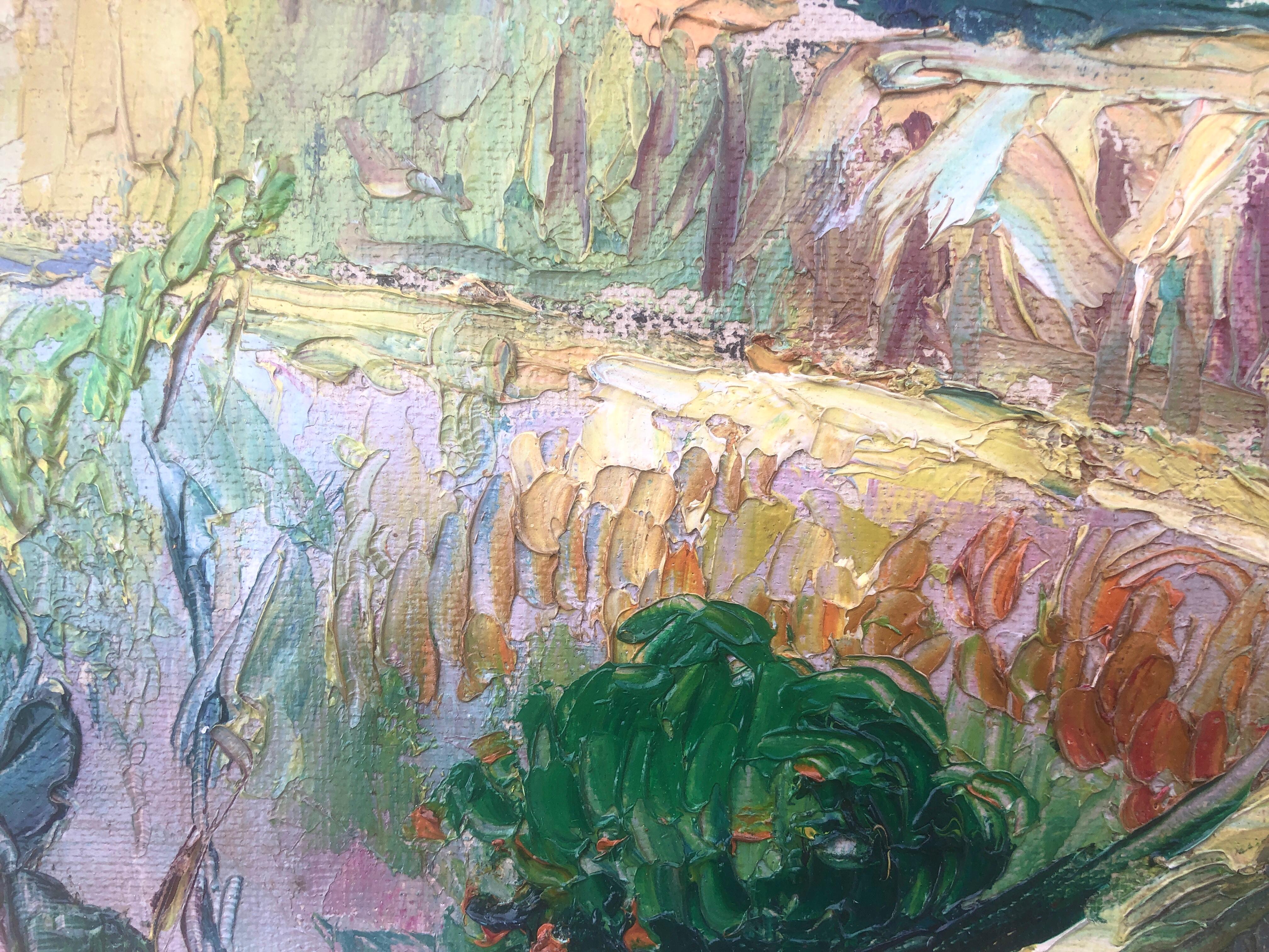 Landscape oil on cardboard painting impressionism spanish For Sale 2