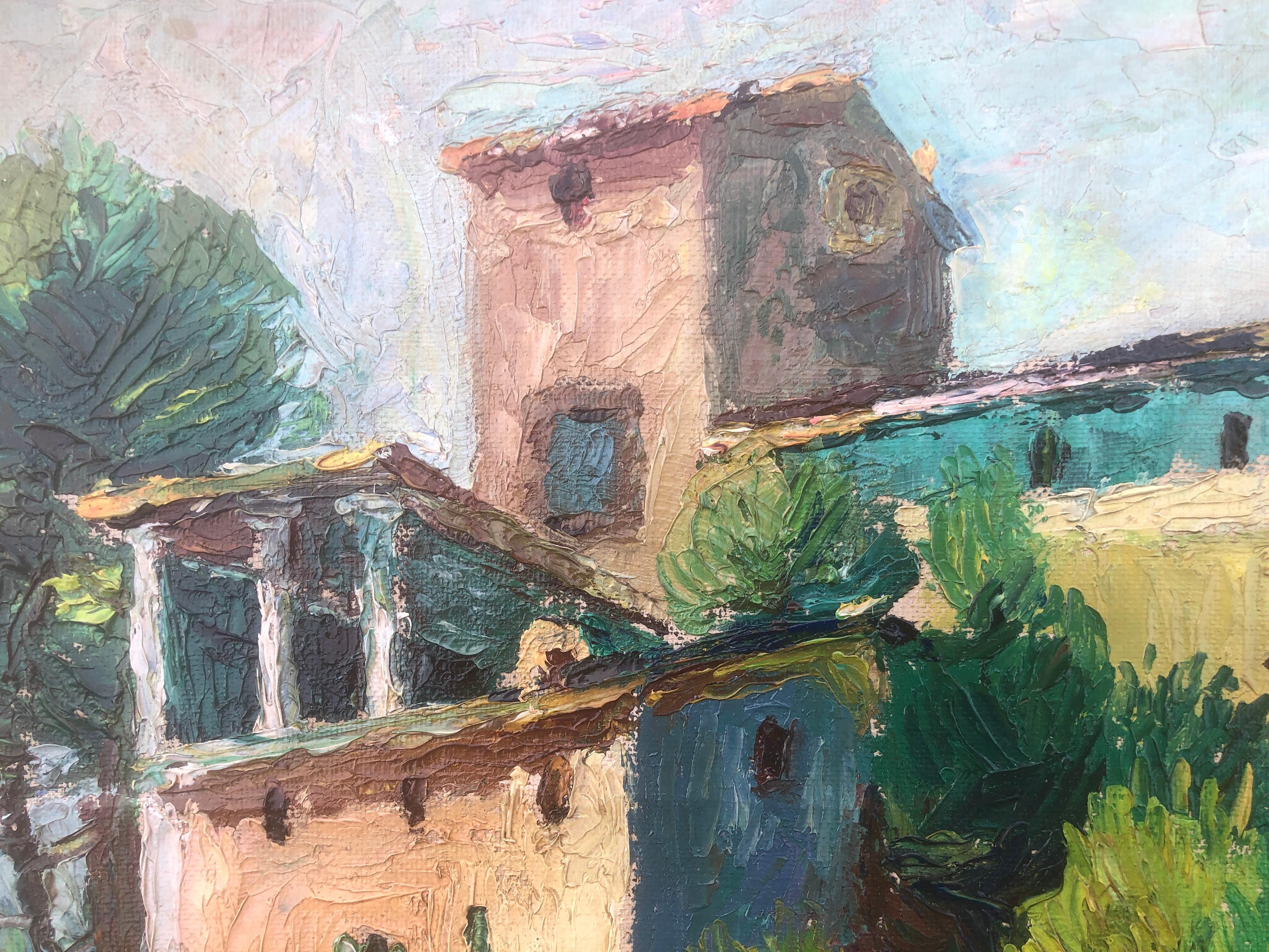 Landscape oil on cardboard painting impressionism spanish For Sale 3