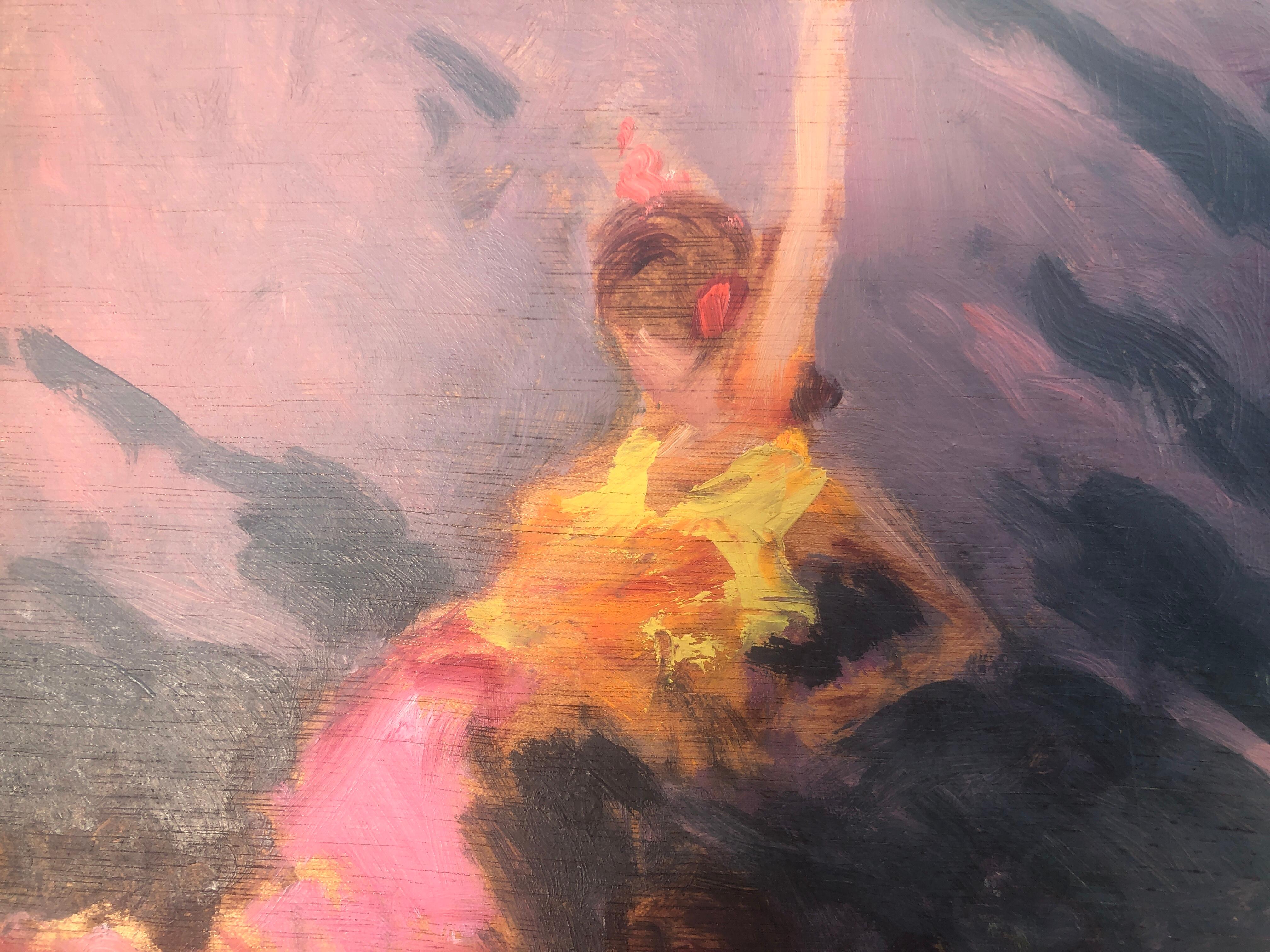Spanish flamenco dance oil on board painting impressionism Spain For Sale 1