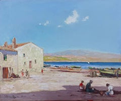 Sun and Fishing on the Costa Brava Spain oil on canvas mediterranean seascape