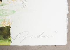 "Forest Scene" Expressive Serigraph of Sunny Tropical Landscape, Lush Greenery