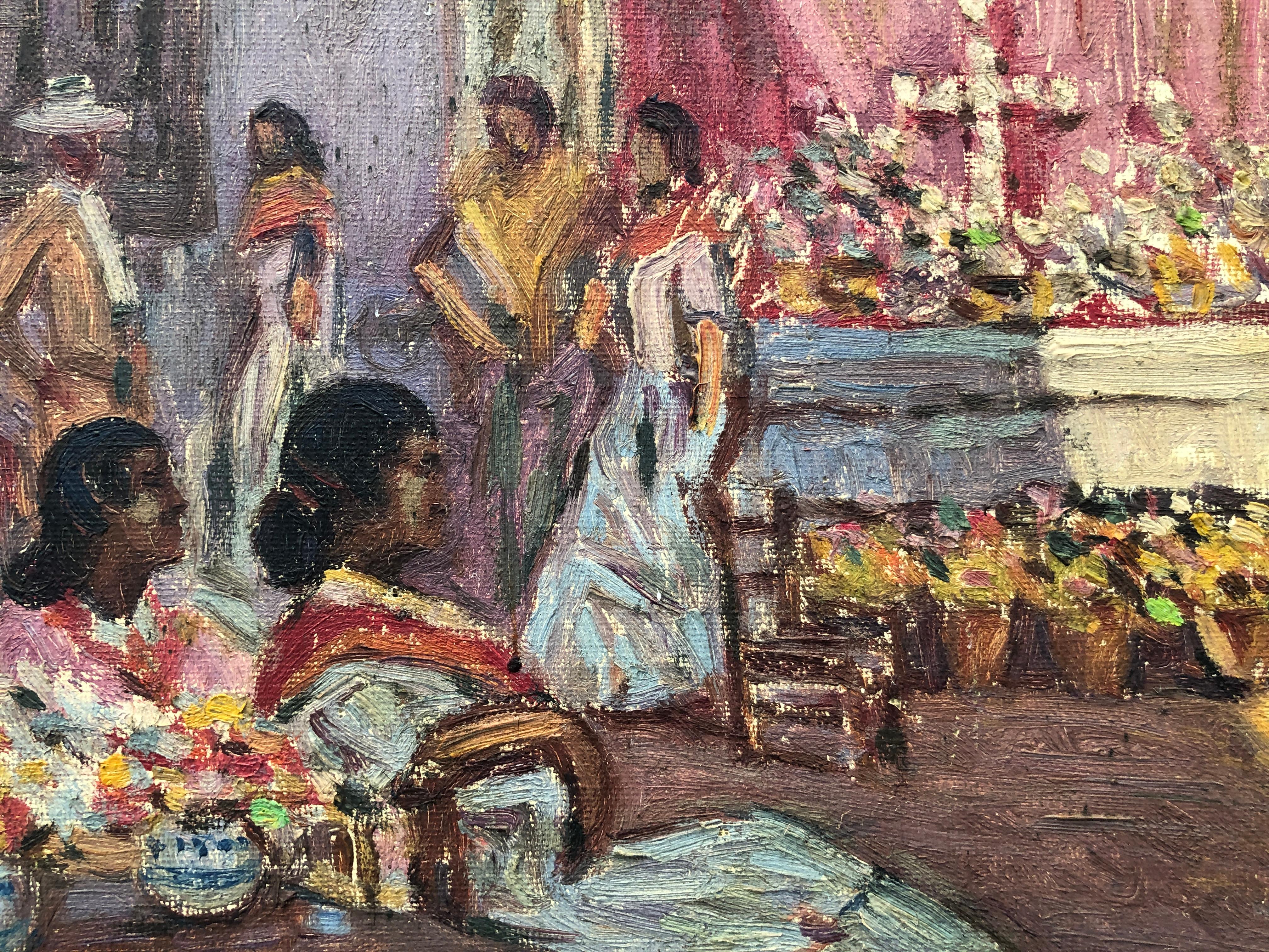 Celebrazione in piazza olio su tela - Painting Impressionismo di Joaquin Tudela