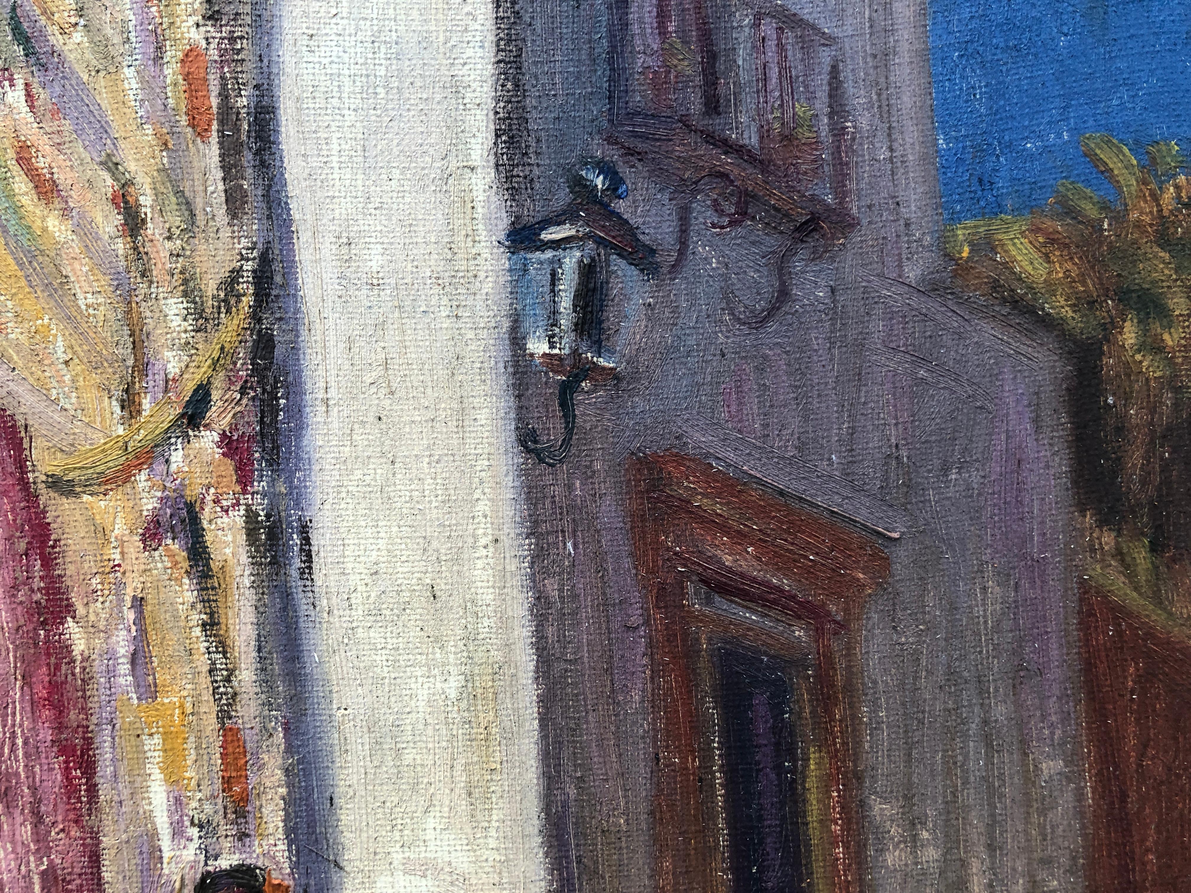 Celebrazione in piazza olio su tela in vendita 1