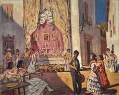 Celebration in the Square oil on canvas painting