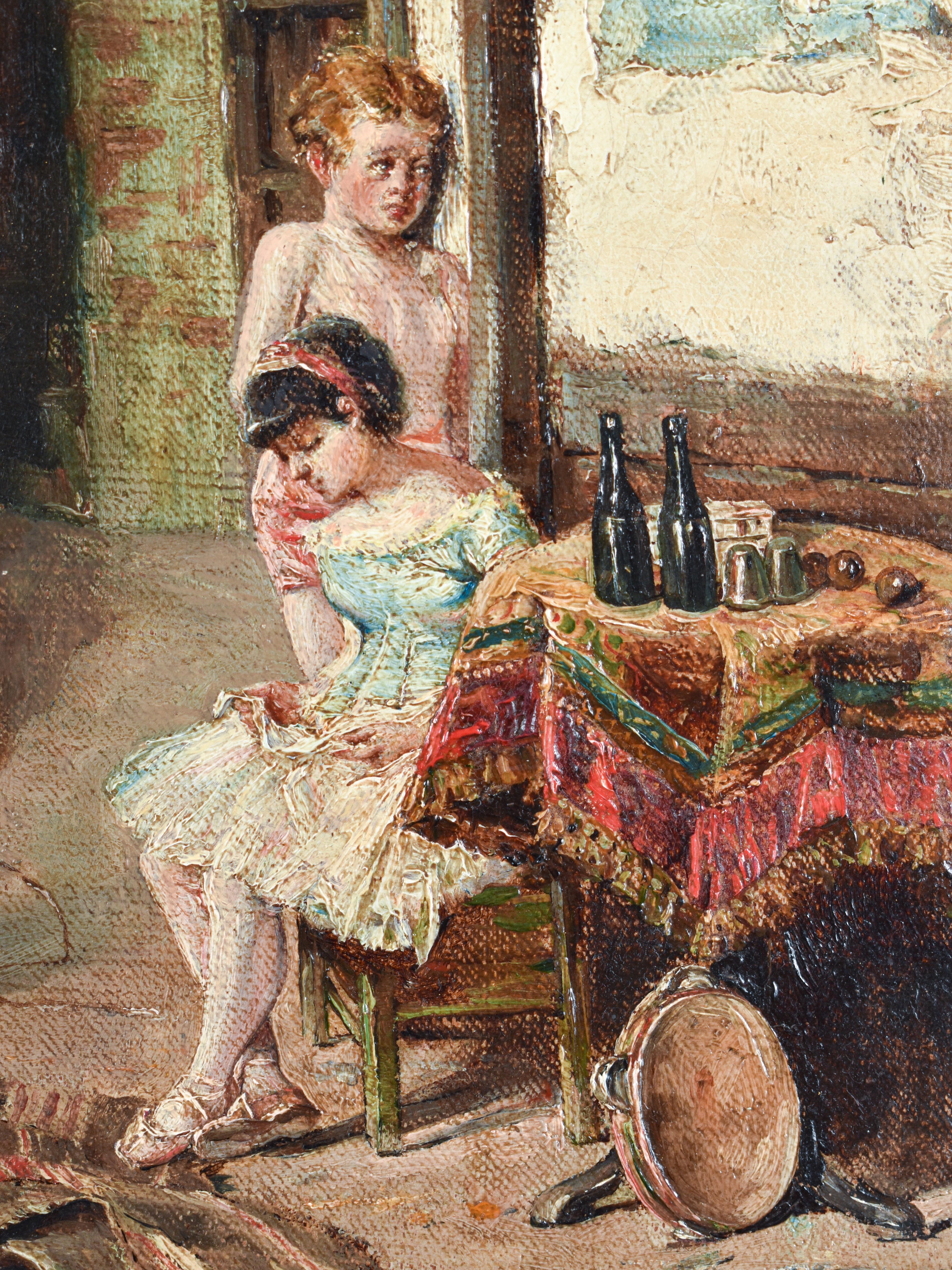 Backstage - Joaquín Capri y de Ruata (1855-1910) - Oil paint on canvas For Sale 4