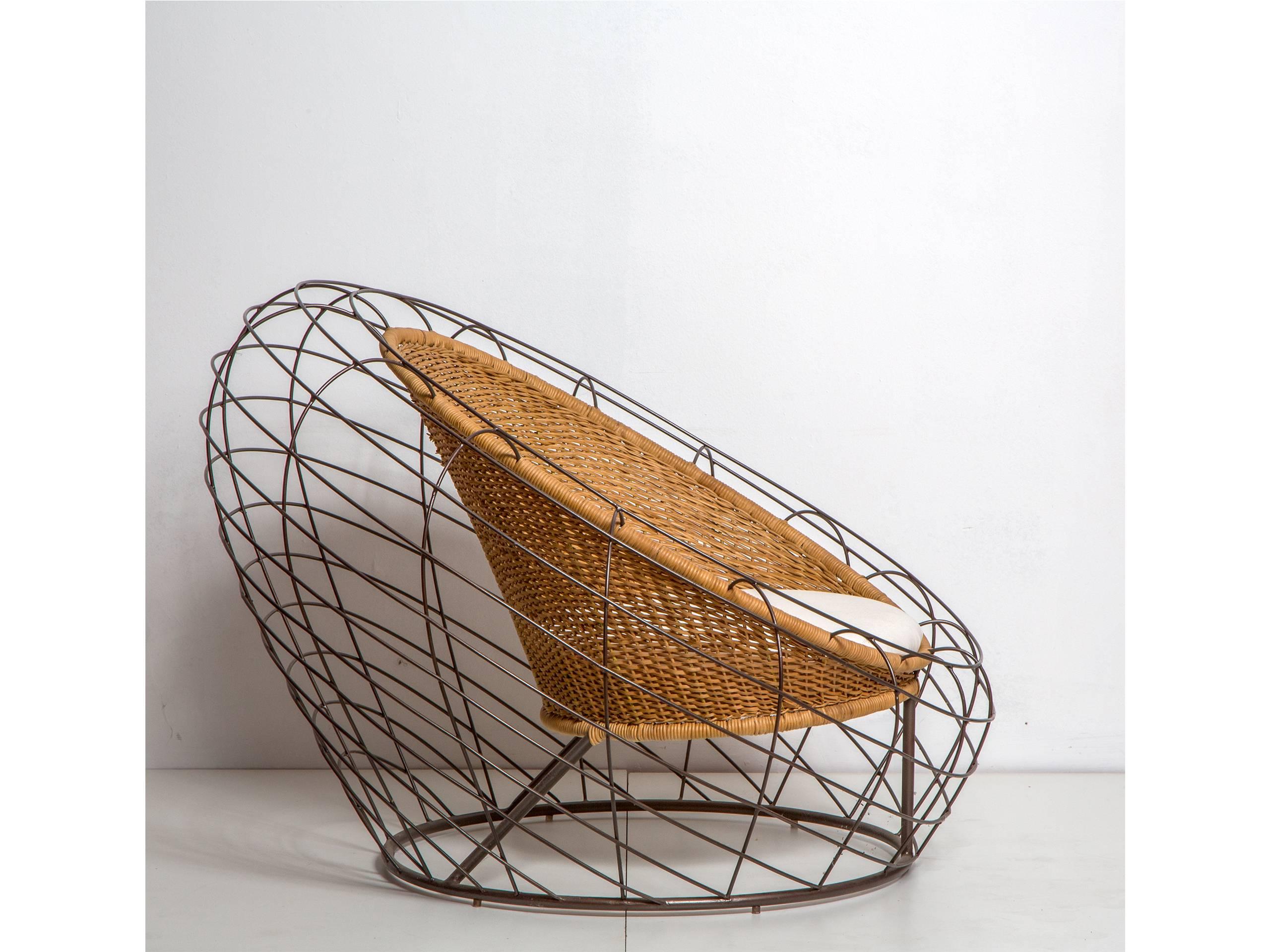 Joatinga Brazilian Contemporary Natural Reed and Metal Easychair by Lattoog In New Condition In Sao Paolo, BR
