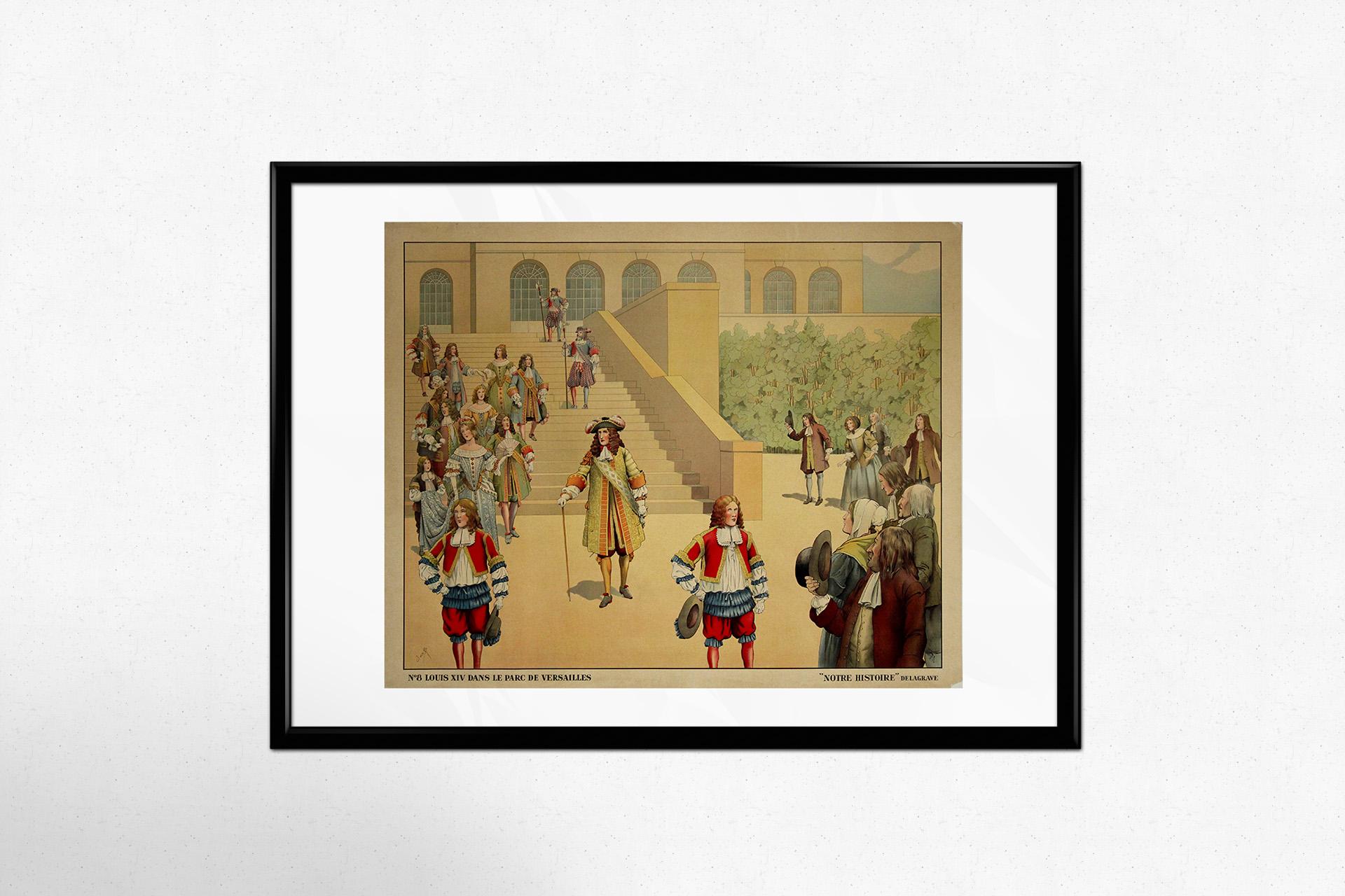 Original poster from around 1900 by Job - Louis XIV dans le parc de Versailles For Sale 1