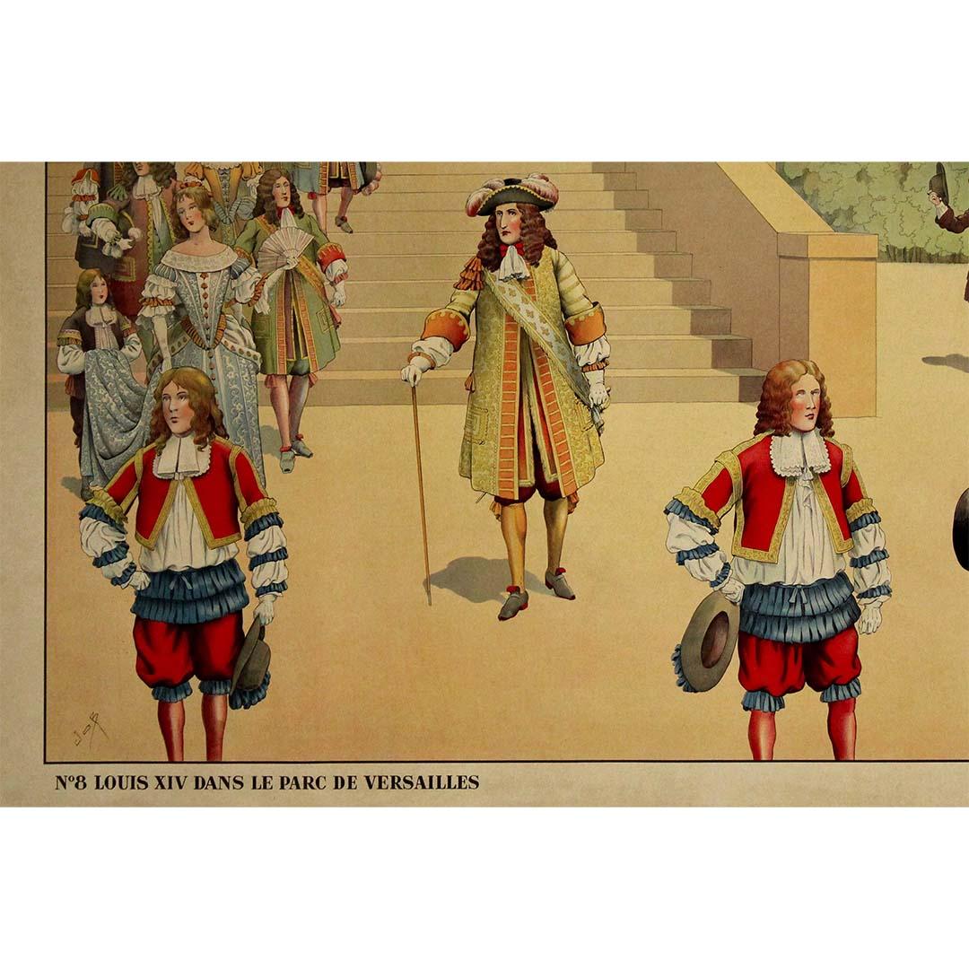 Original poster from around 1900 by Job - Louis XIV dans le parc de Versailles For Sale 2