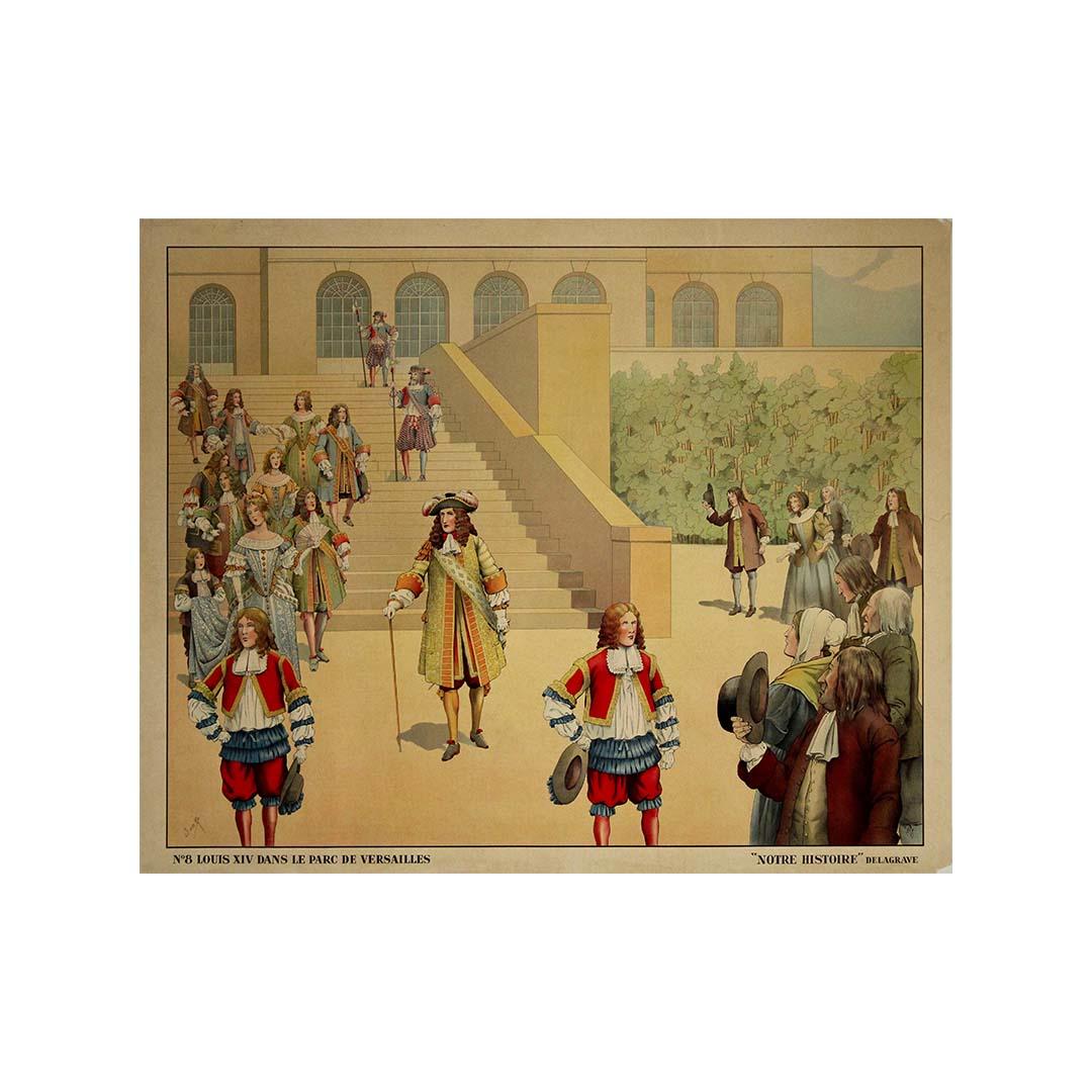 Original poster from around 1900 by Job - Louis XIV dans le parc de Versailles For Sale 3