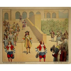 Original poster from around 1900 by Job - Louis XIV dans le parc de Versailles