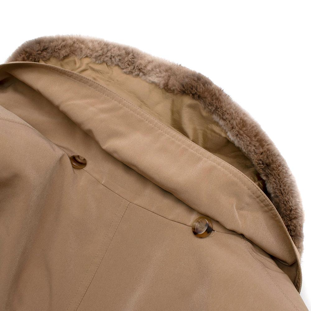 Jobis Beige Fur Inner-Lined Longline Coat - Size US 6 For Sale 3