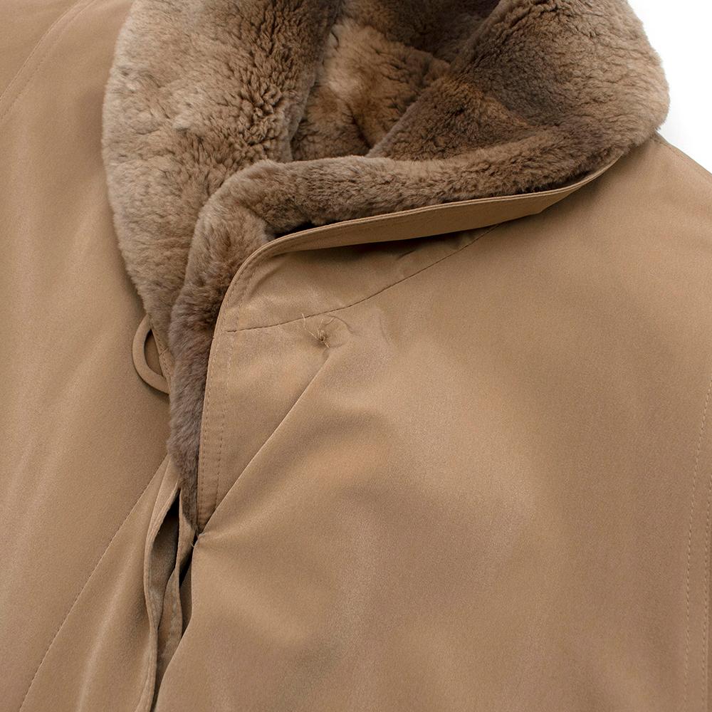 Jobis Beige Fur Inner-Lined Longline Coat - Size US 6 In Excellent Condition For Sale In London, GB