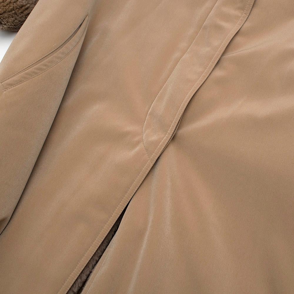 Jobis Beige Fur Inner-Lined Longline Coat - Size US 6 For Sale 1