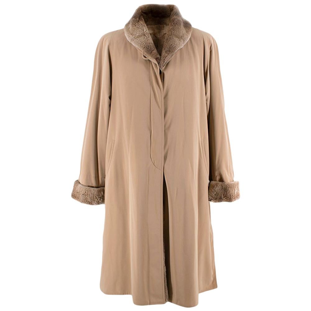Jobis Beige Fur Inner-Lined Longline Coat - Size US 6 For Sale