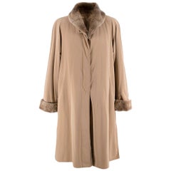 Jobis Beige Fur Inner-Lined Longline Coat - Size US 6