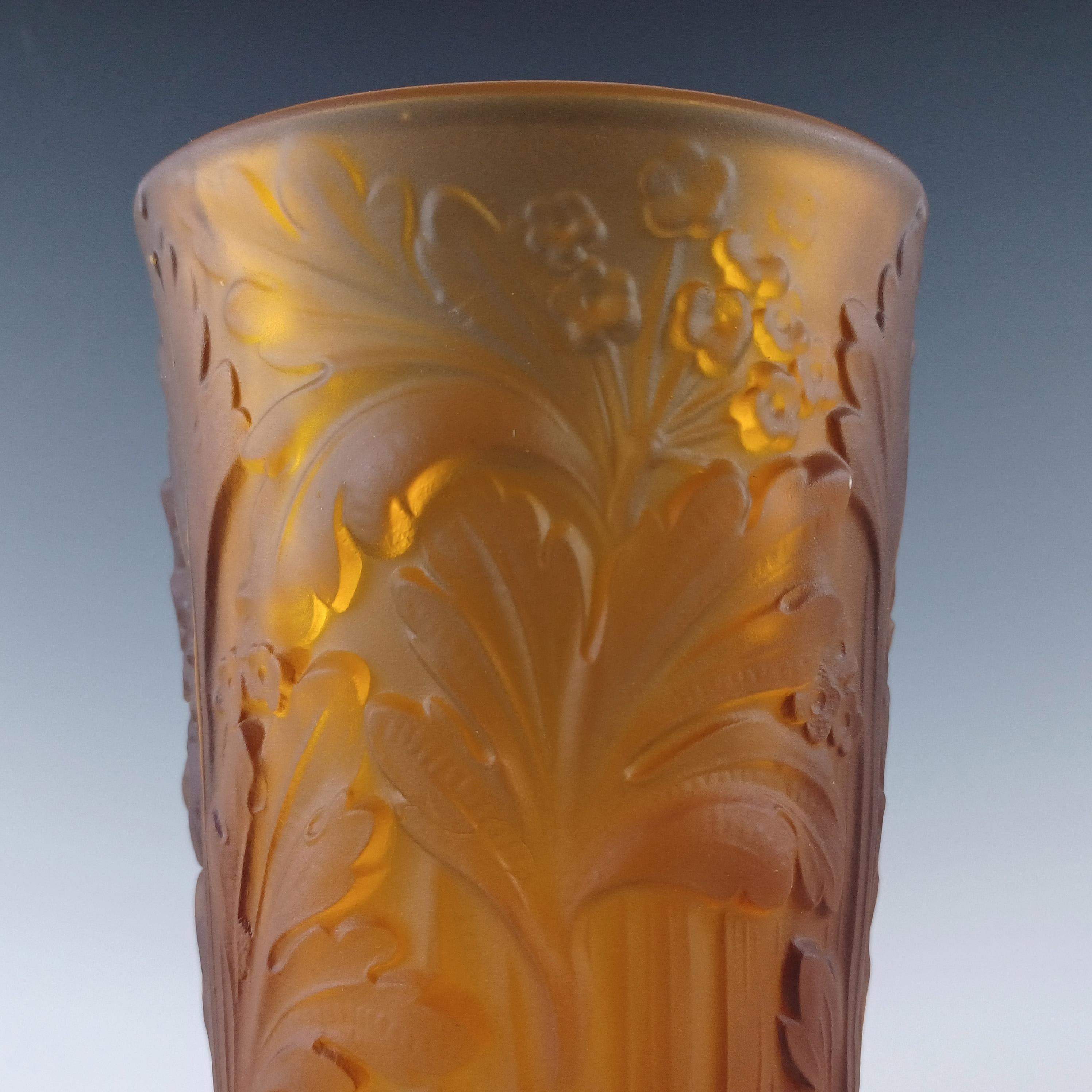 Jobling #11800 1930er Jahre Bernstein Art Deco Glas Celery Vase im Zustand „Gut“ im Angebot in Bolton, GB