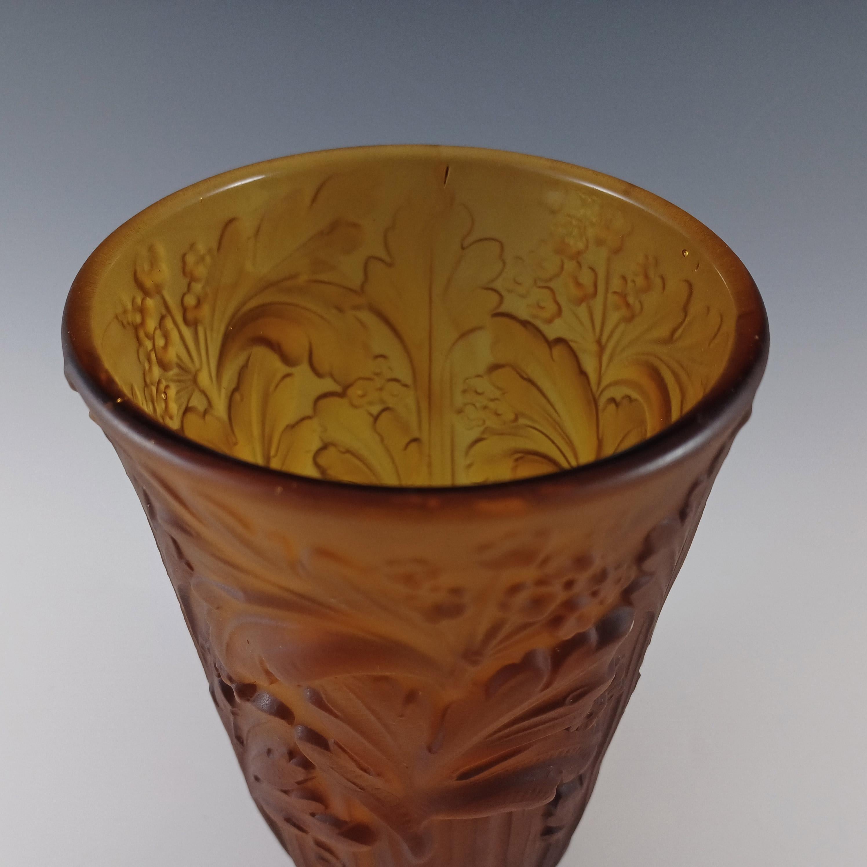 Jobling #11800 1930er Jahre Bernstein Art Deco Glas Celery Vase (Mitte des 20. Jahrhunderts) im Angebot