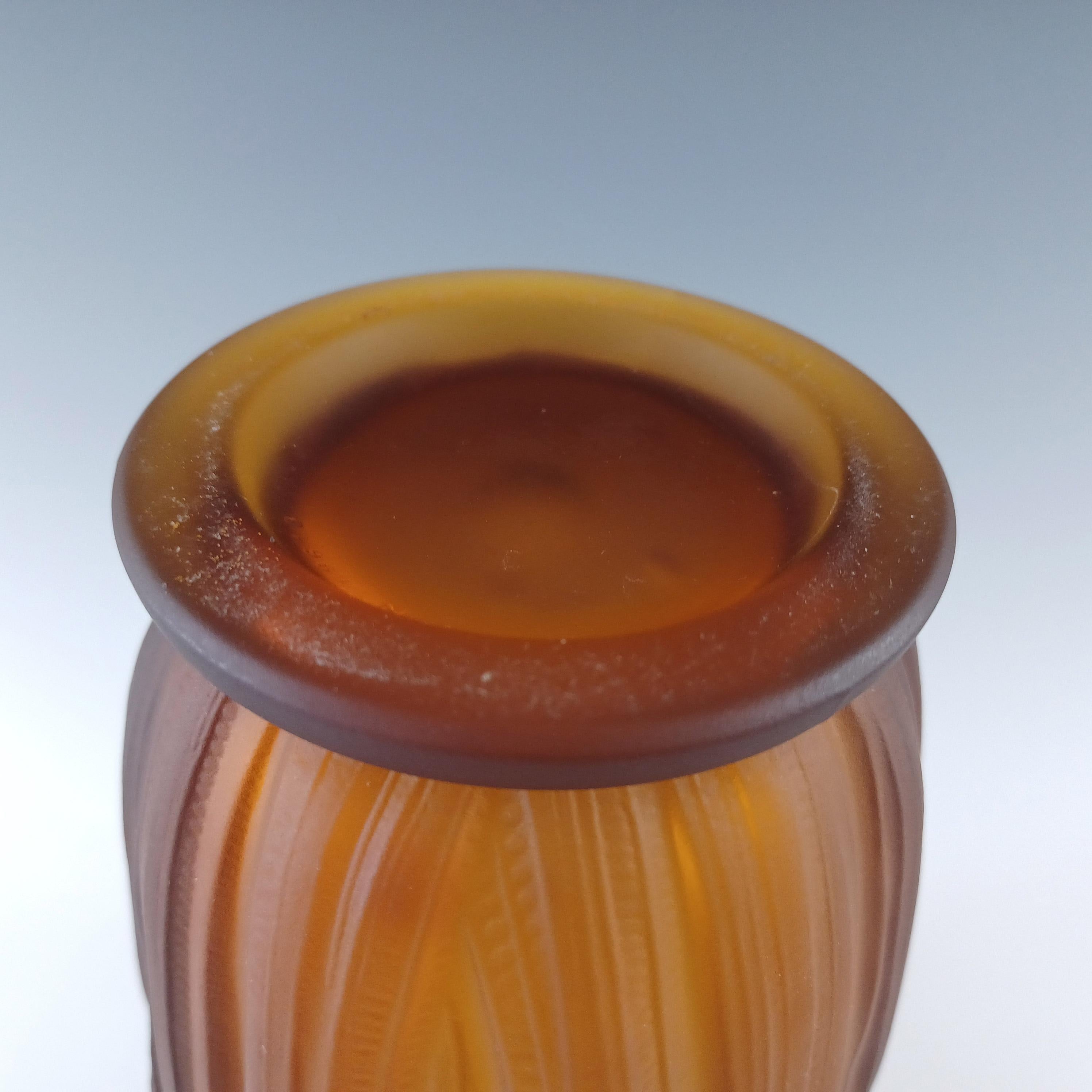 Jobling #11800 1930er Jahre Bernstein Art Deco Glas Celery Vase im Angebot 1