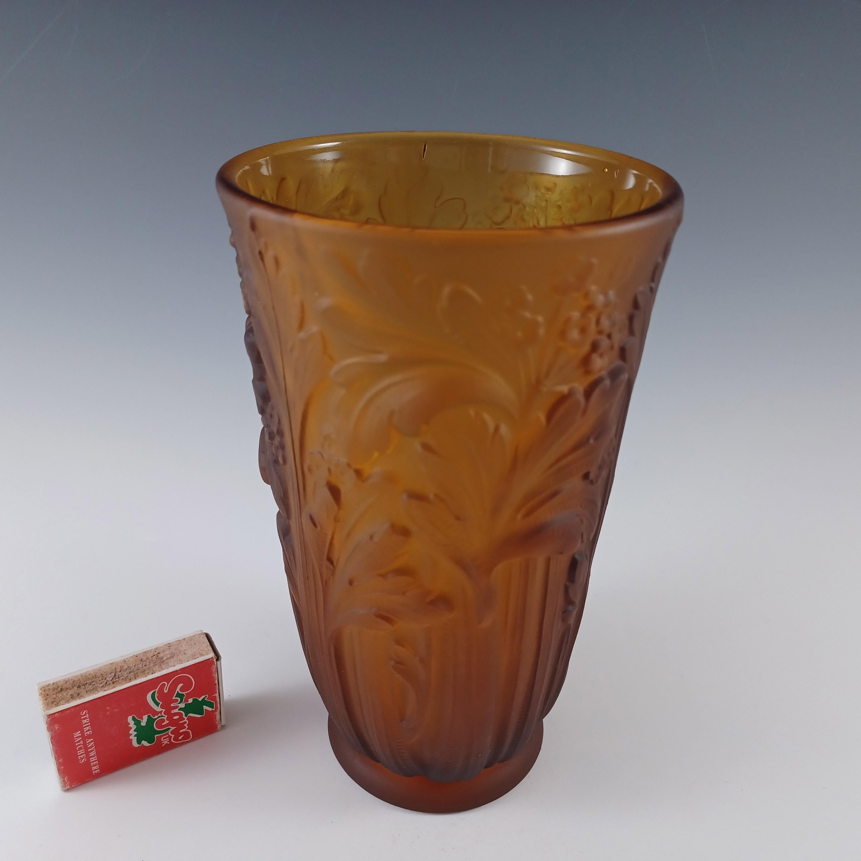 Jobling #11800 1930er Jahre Bernstein Art Deco Glas Celery Vase im Angebot 2