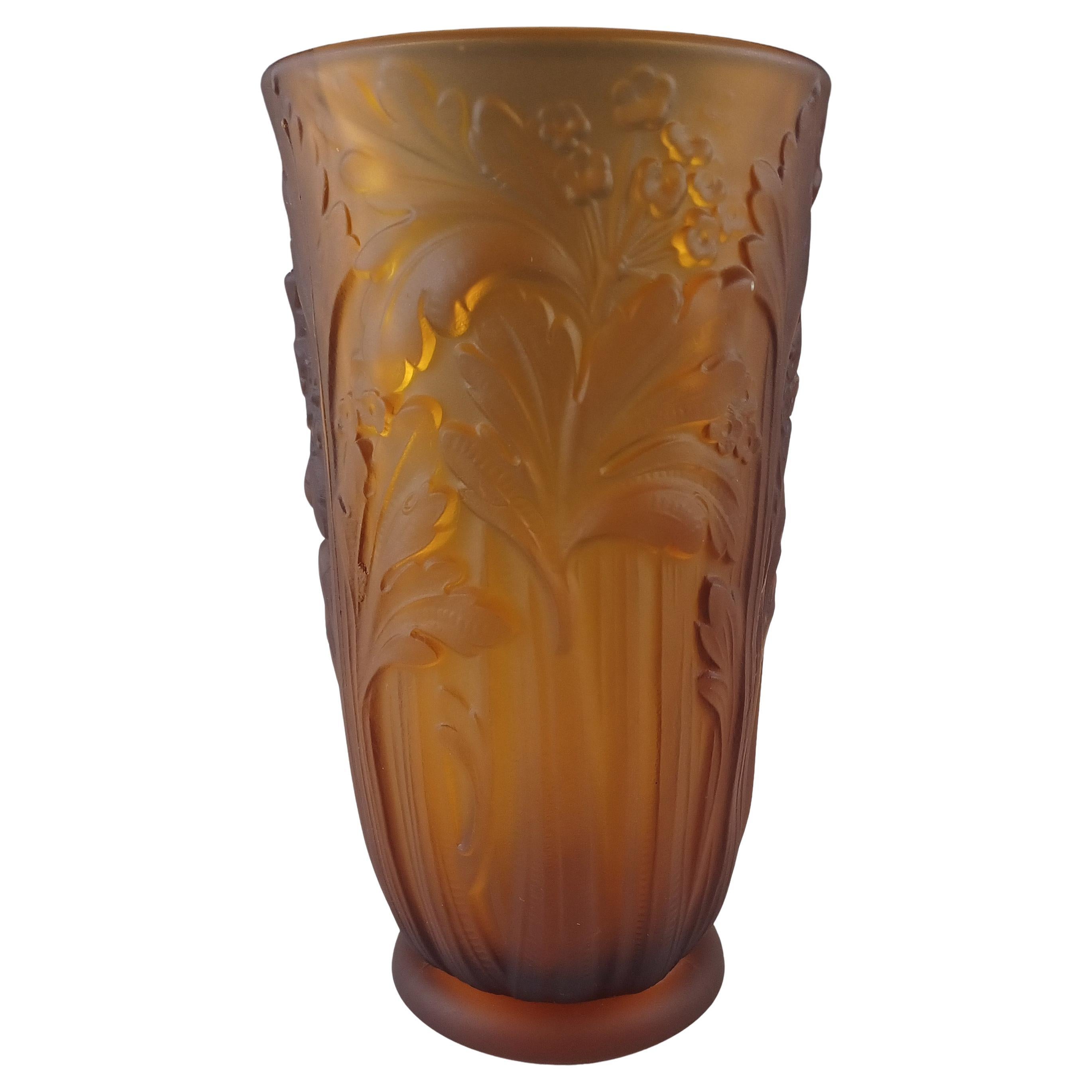 Jobling #11800 Vaso di sedano in vetro ambrato Art Déco del 1930