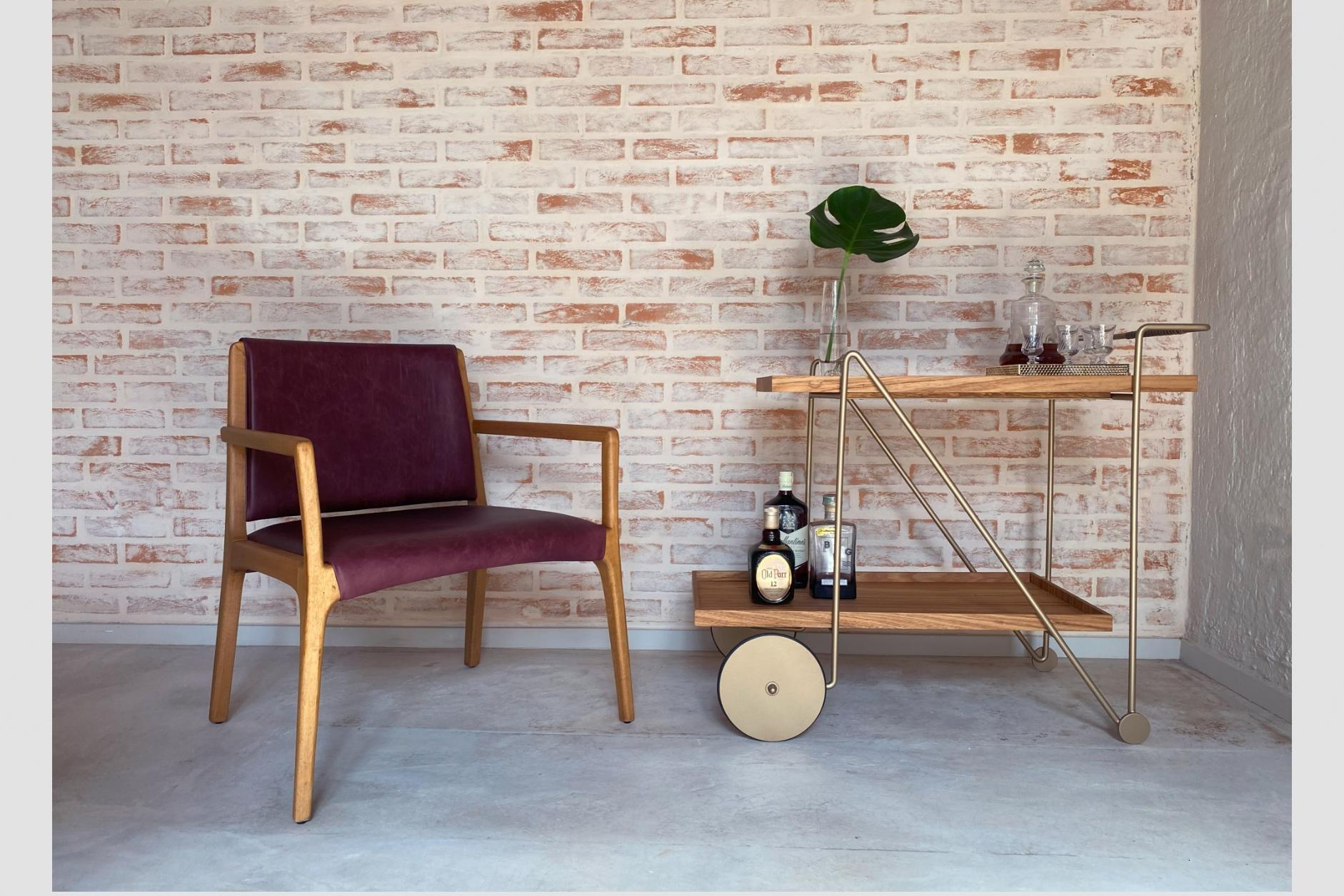 Moderner und minimalistischer Sessel „Joca“ aus Stoff oder Leder (Samt) im Angebot