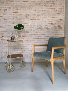 Sedia "Joca" con braccioli, in Wood Wood e tessuto a mano personalizzato