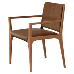 "Joca" Chair with arms, Solid Wood and Customized Handwoven