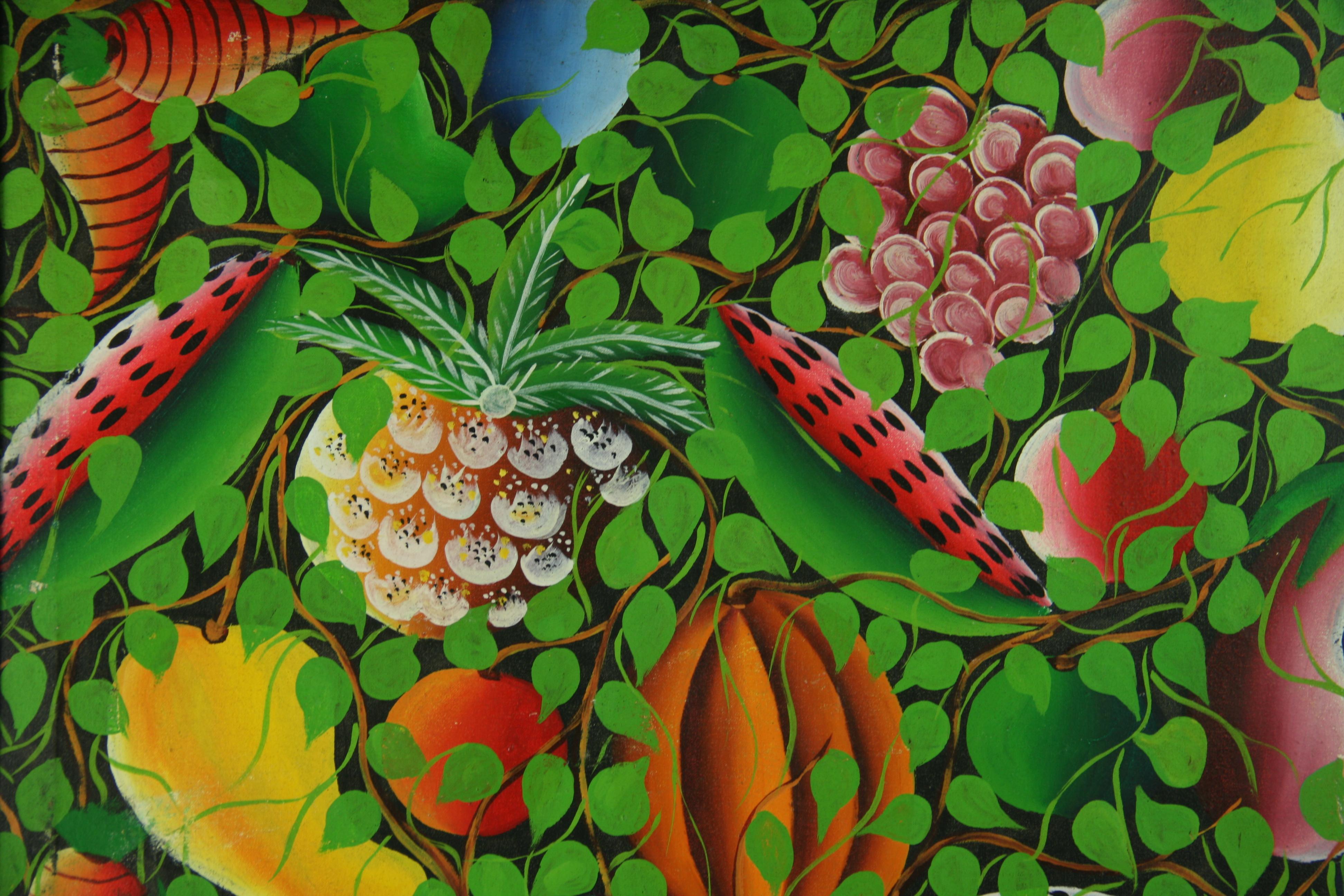 Paysage fantastique tropical surréaliste français n°1 - Noir Abstract Painting par Jocelyn