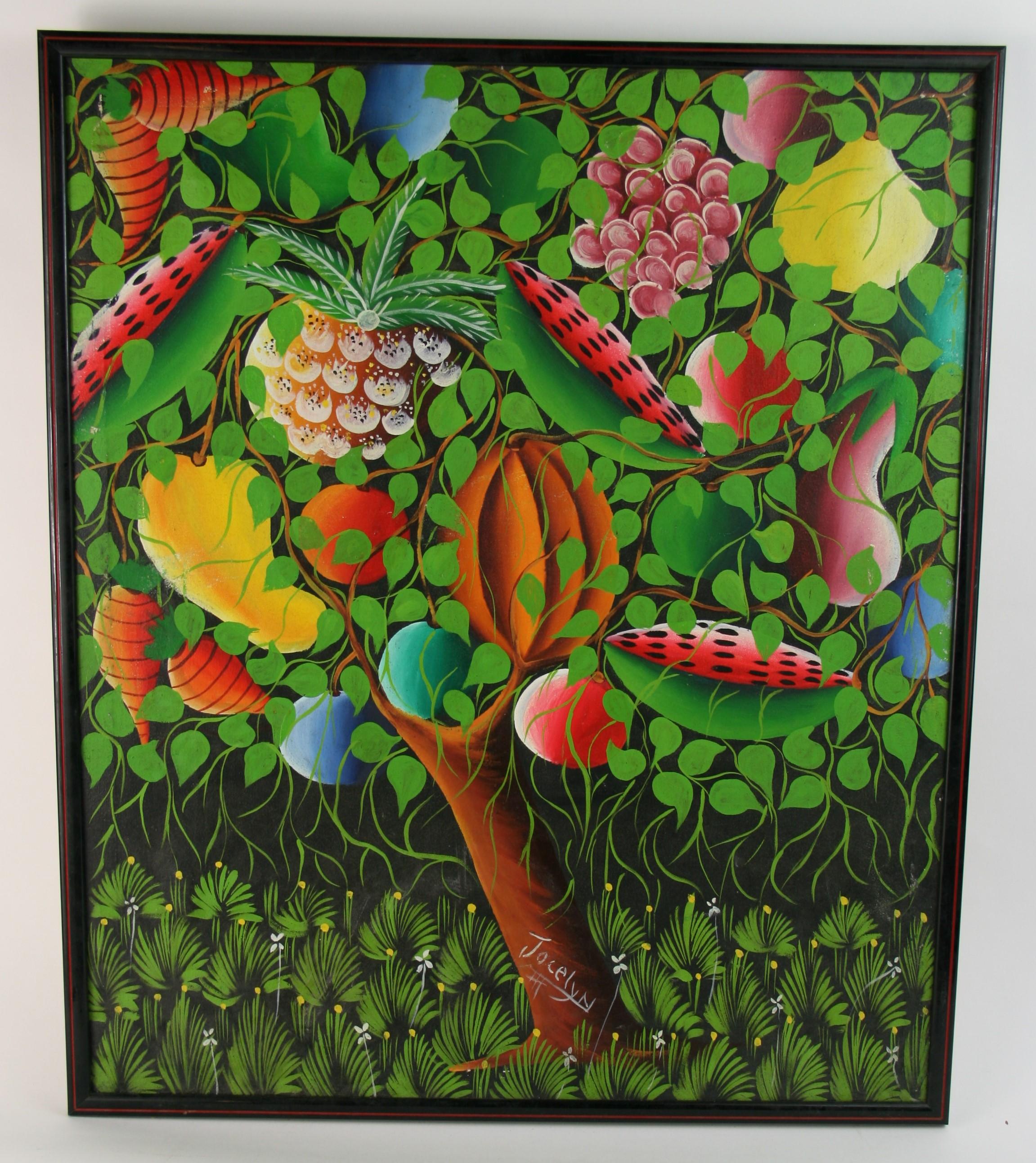 Abstract Painting Jocelyn - Paysage fantastique tropical surréaliste français n°1