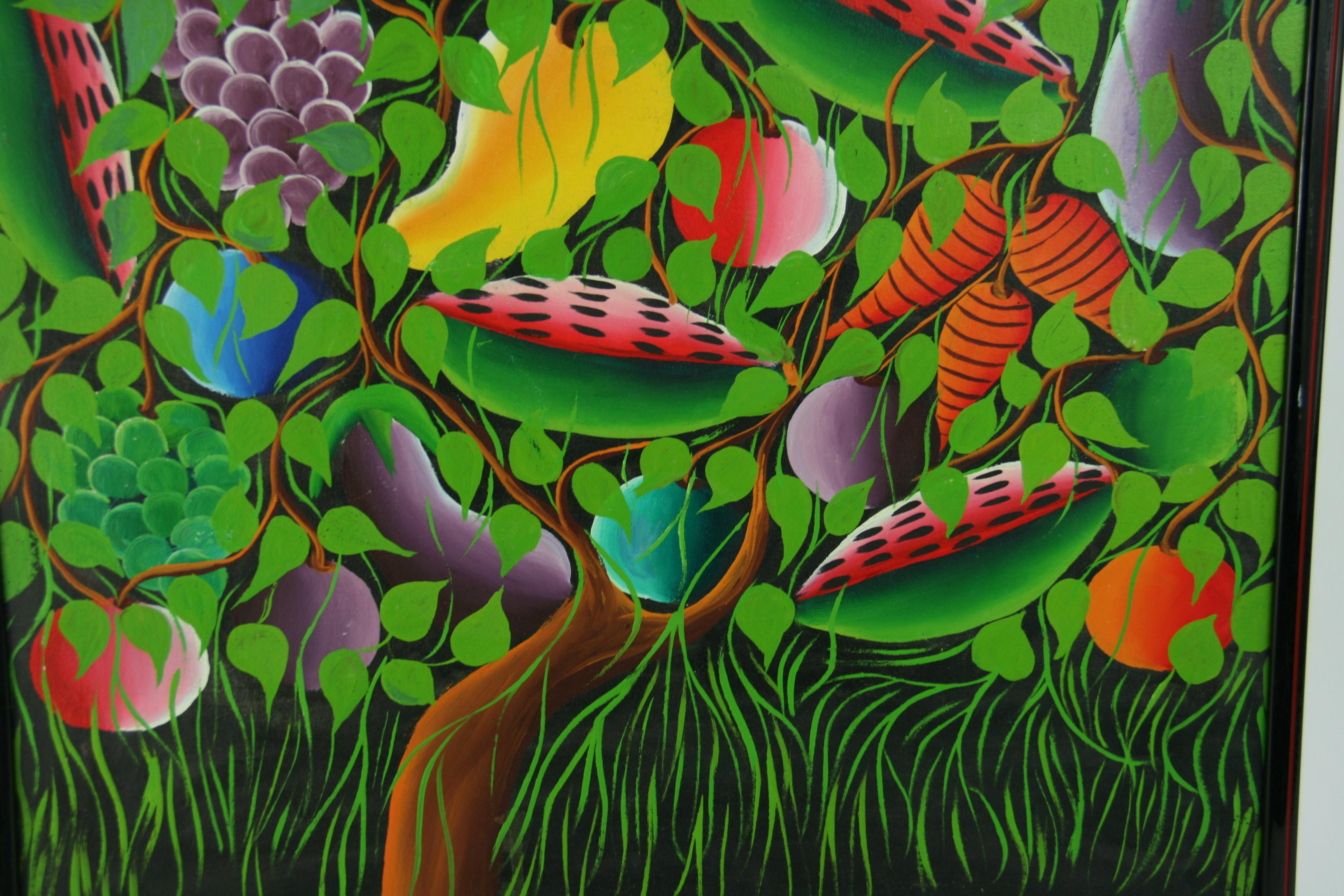 3776 Fantasia tropicale surreale e colorata in una cornice nera