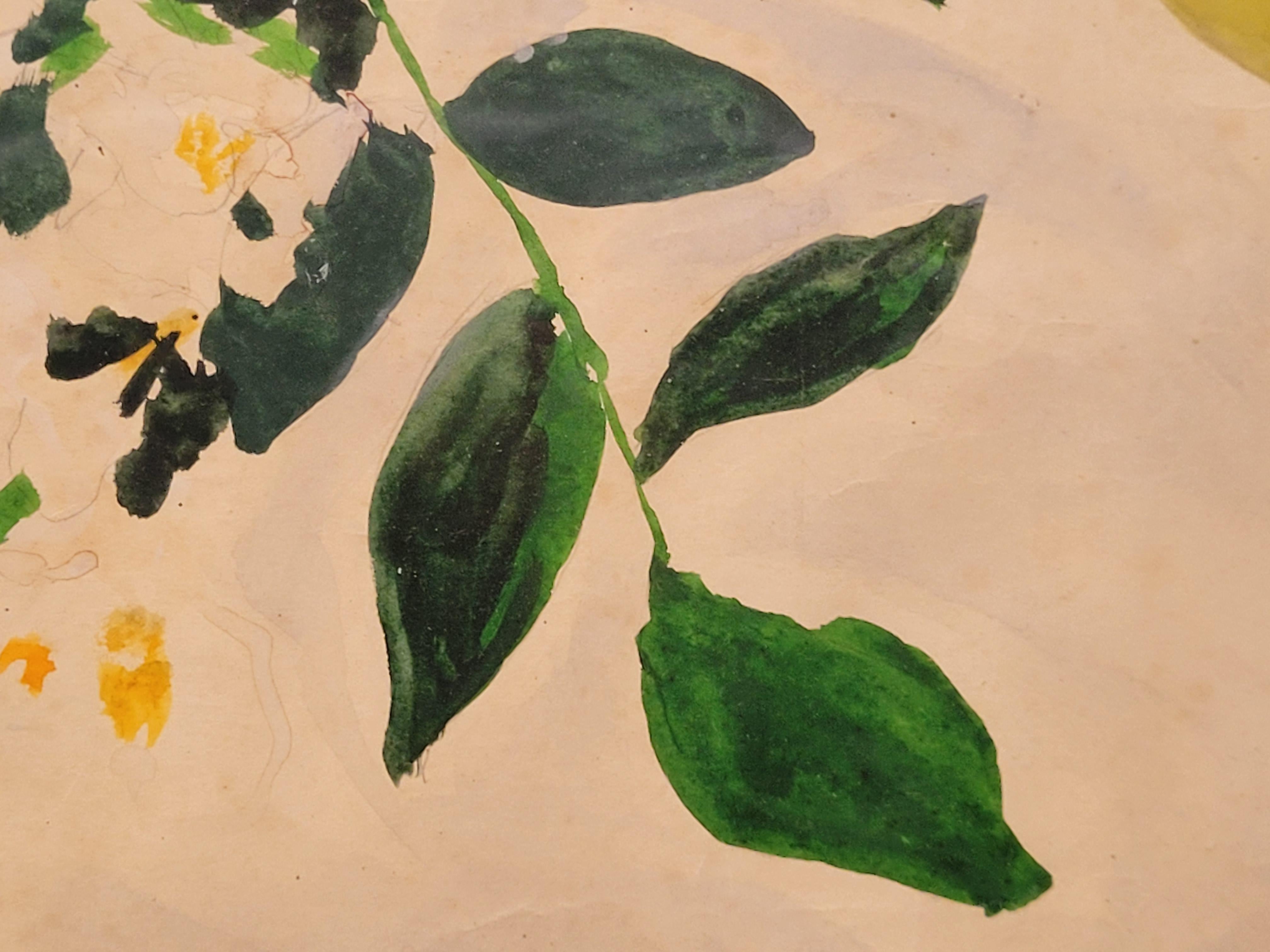 French Gouache & Watercolour, Still-Life of Roses in a Confit Jarre. For Sale 10