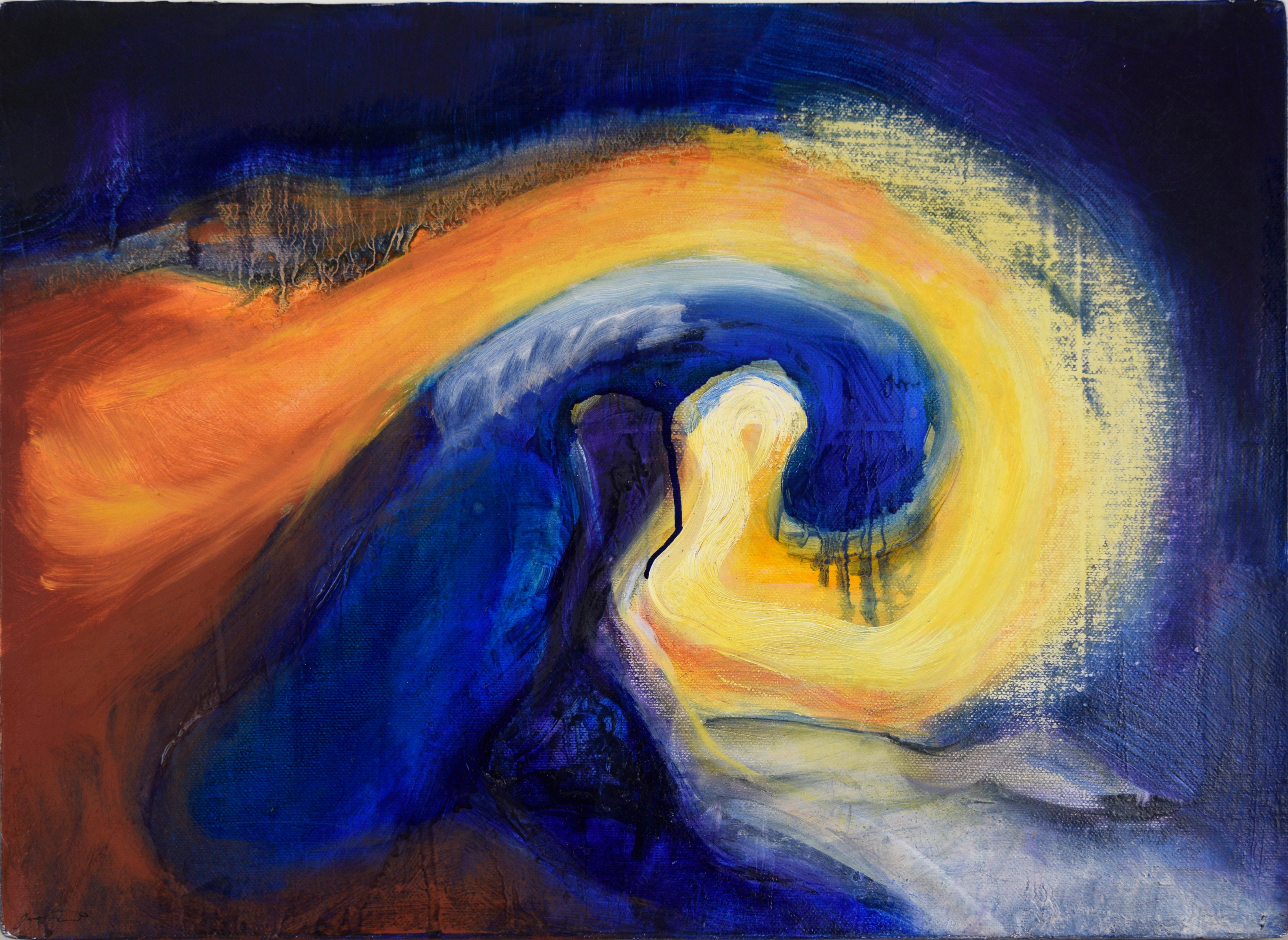 "Approaching the Wave" Pittura a olio astratta originale contemporanea, firmata