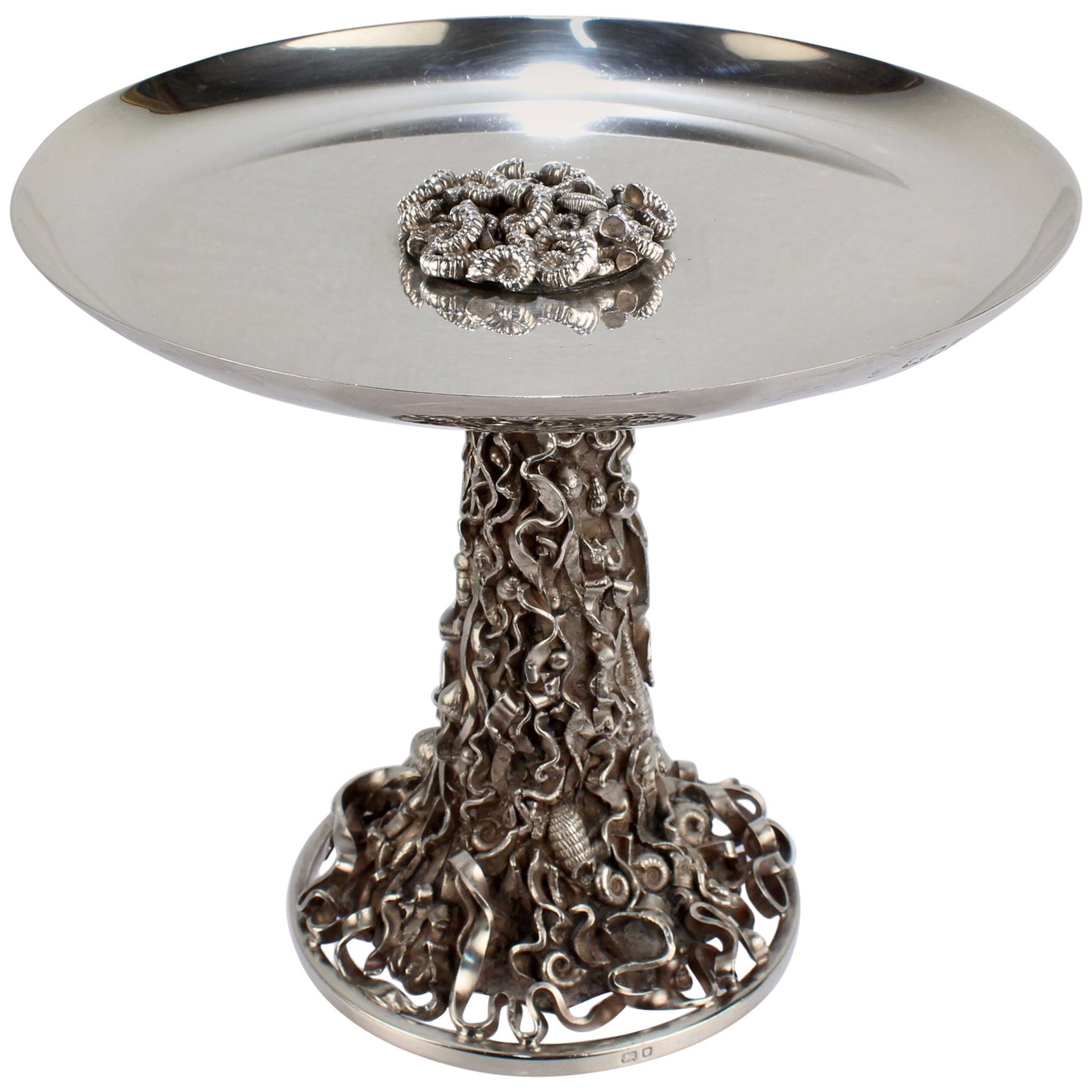 Tazza ou compote Jocelyn Burton en argent sterling incrusté de coquillages de mer