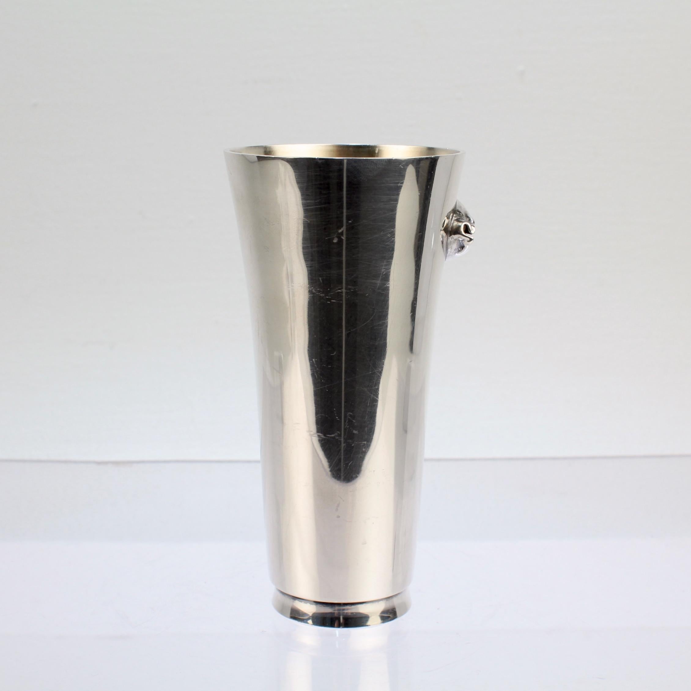 Jocelyn Burton Sterling Silver Tapered Tumbler or Mug with Cowrie Shell In Good Condition For Sale In Philadelphia, PA