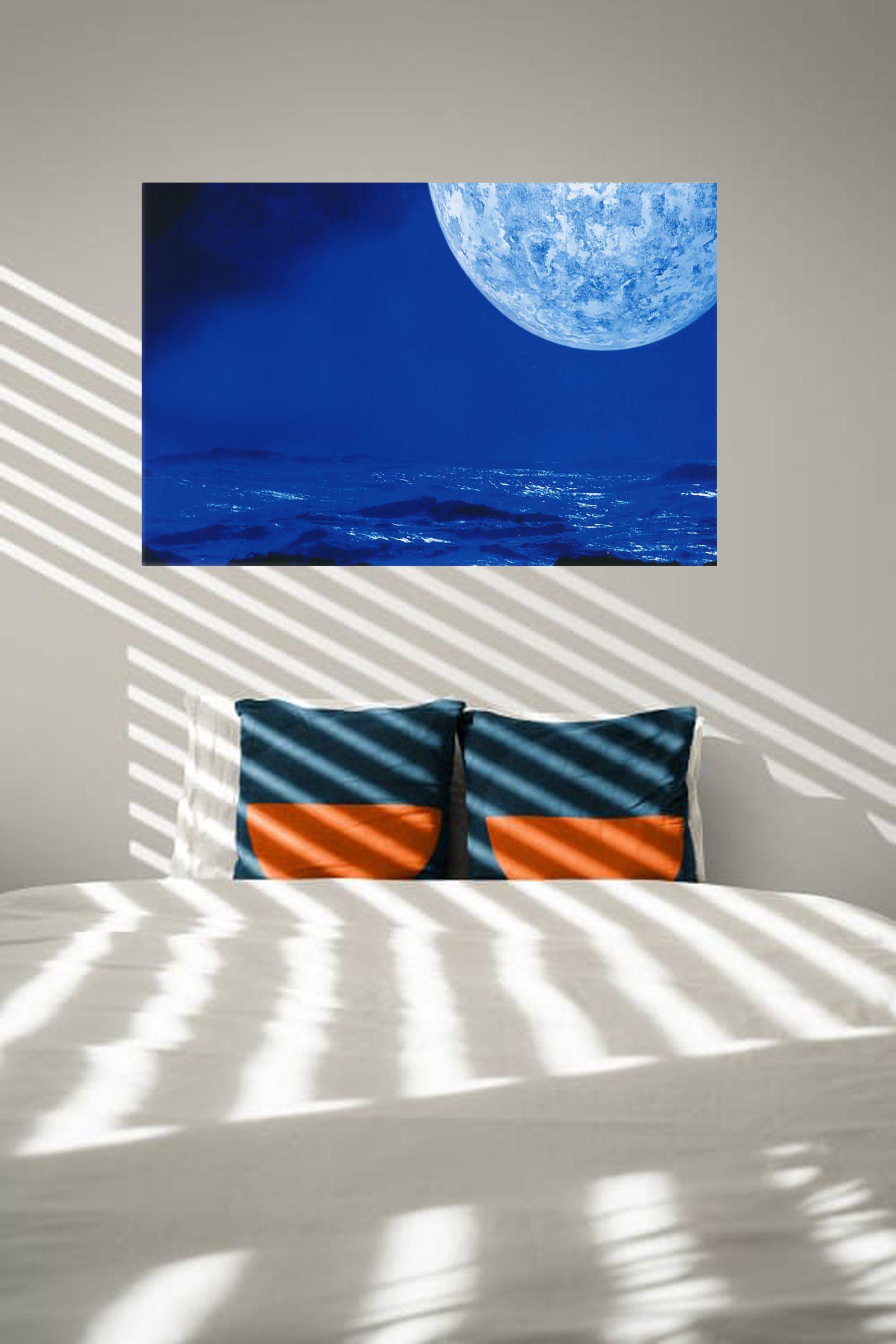 Blue Moon is a digital composition of a full moon over the Pacific Ocean.    C-print on Alu-Dibond behind acrylic glass - museum quality - ready to hang - limited edition - other sizes upon request :: Photograph :: Color :: This piece comes with an