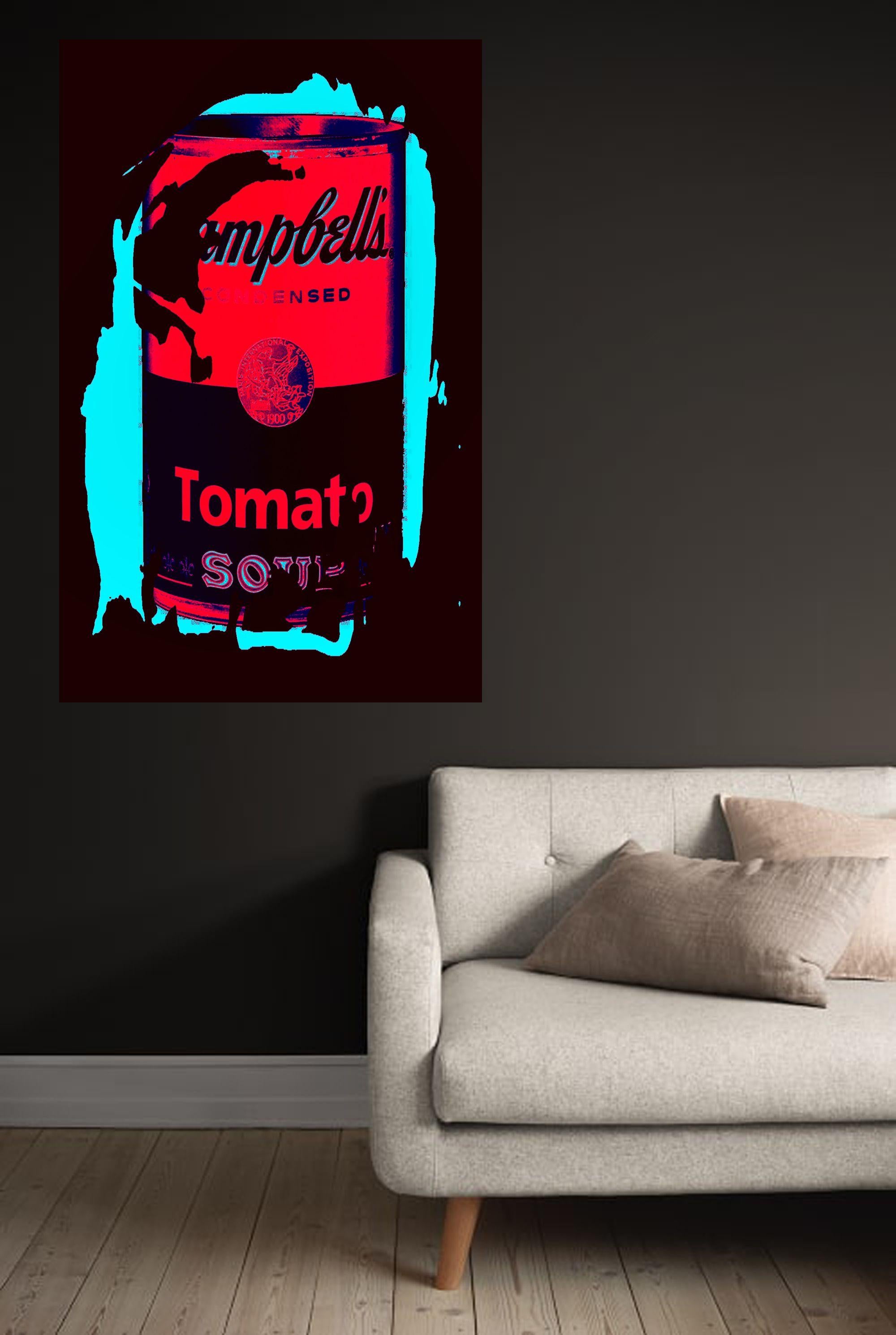 Digital composition of a Campbell tomato soup can    C-print on Alu-Dibond behind acrylic glass - museum quality - ready to hang - limited edition - other sizes upon reques :: Photograph :: Color :: This piece comes with an official certificate of