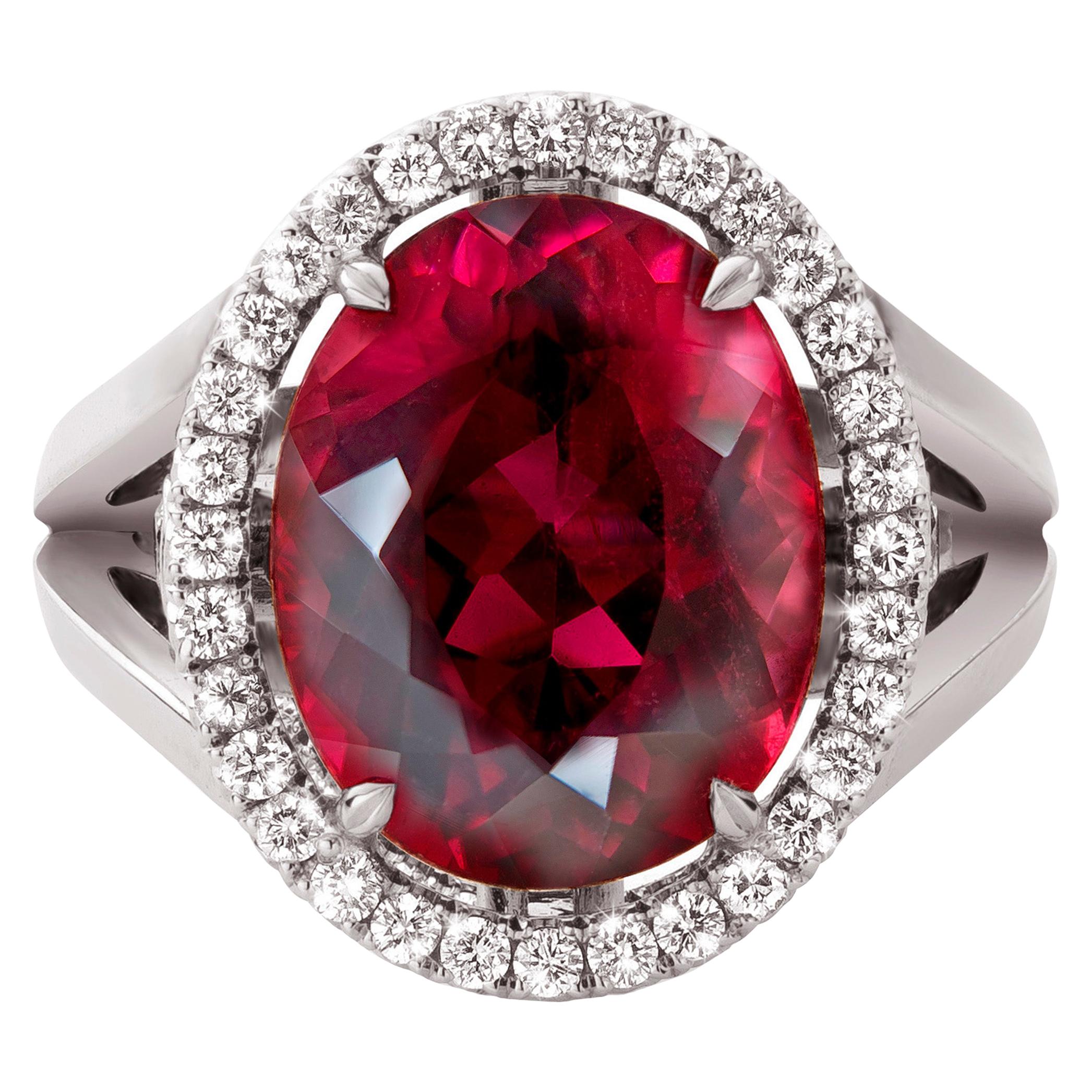 Jochen Leën 8.4 Carat Rubellite and Diamond Cocktail Ring