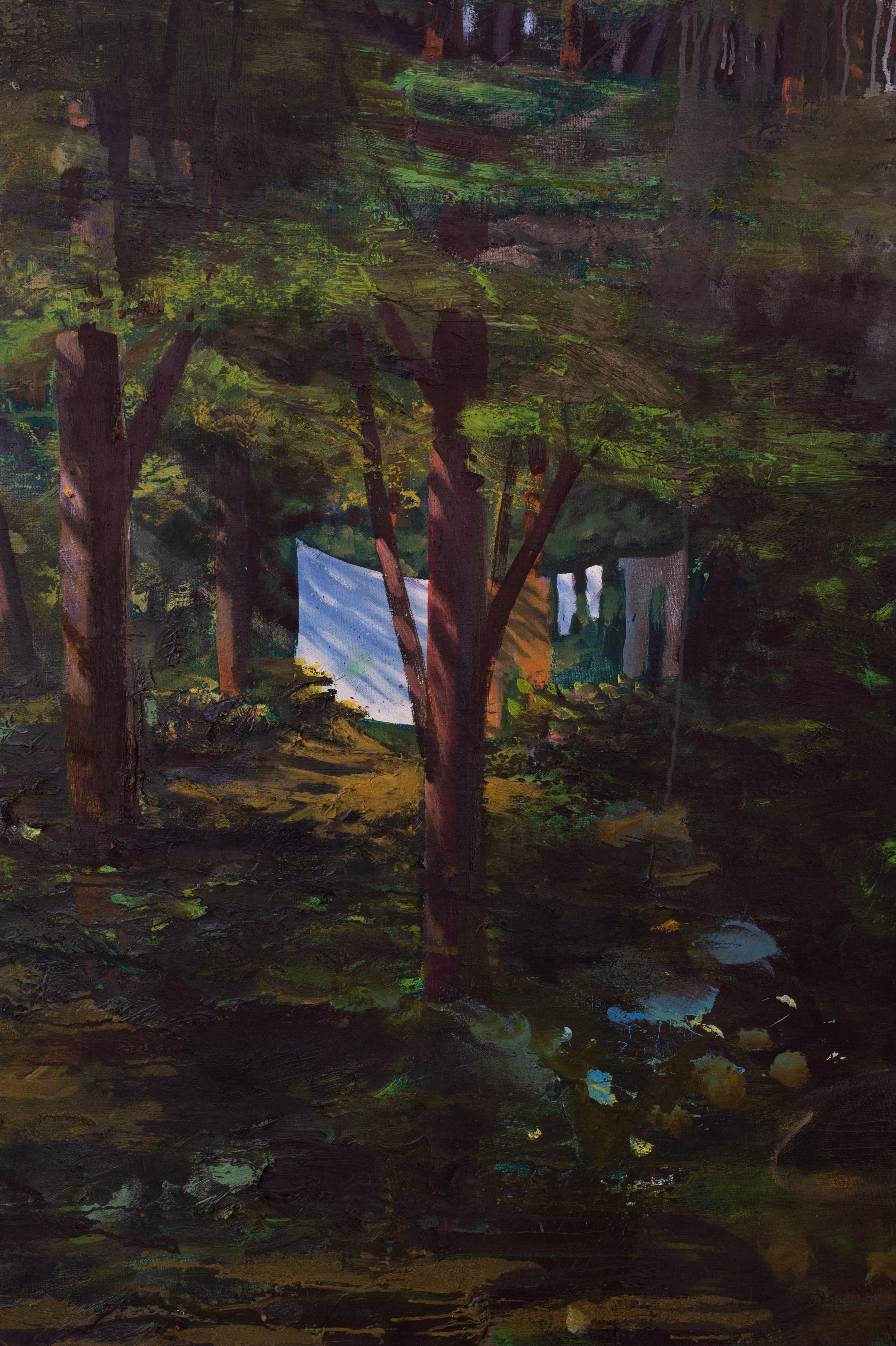 Paisaje XL al óleo sobre lienzo Die Wäsche (2008) de Jochen Mühlenbrinck 1