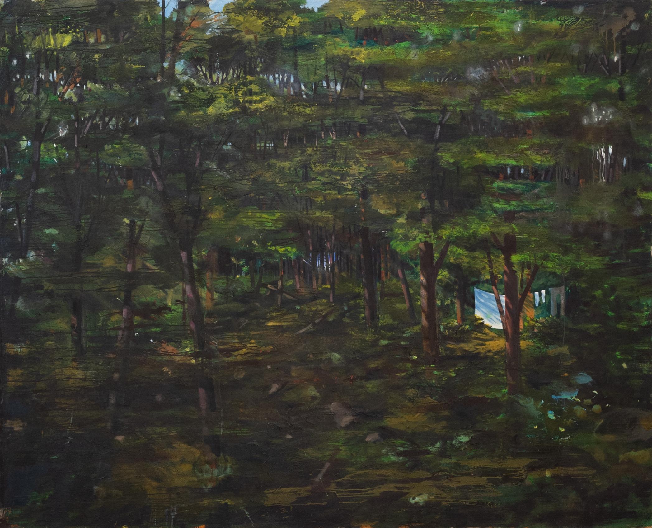Paisaje XL al óleo sobre lienzo Die Wäsche (2008) de Jochen Mühlenbrinck 2
