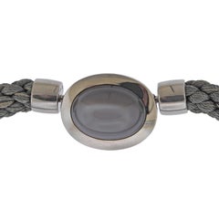 Jochen Pohl Grey Moonstone Gold Cord Pendant Necklace
