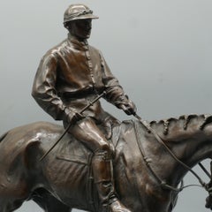 'Jockey à Cheval' Mid 19th Century Bronze Sculpture by Pierre-Jules Mêne