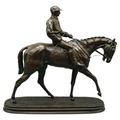 'Jockey à Cheval' Mid 19th Century Bronze Sculpture by Pierre-Jules Mêne
