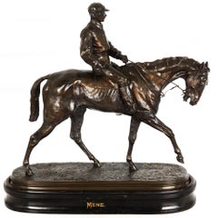 Jockey & Horse, “Vainqueur du Derby” Bronze Sculpture after Pierre Jules Mene